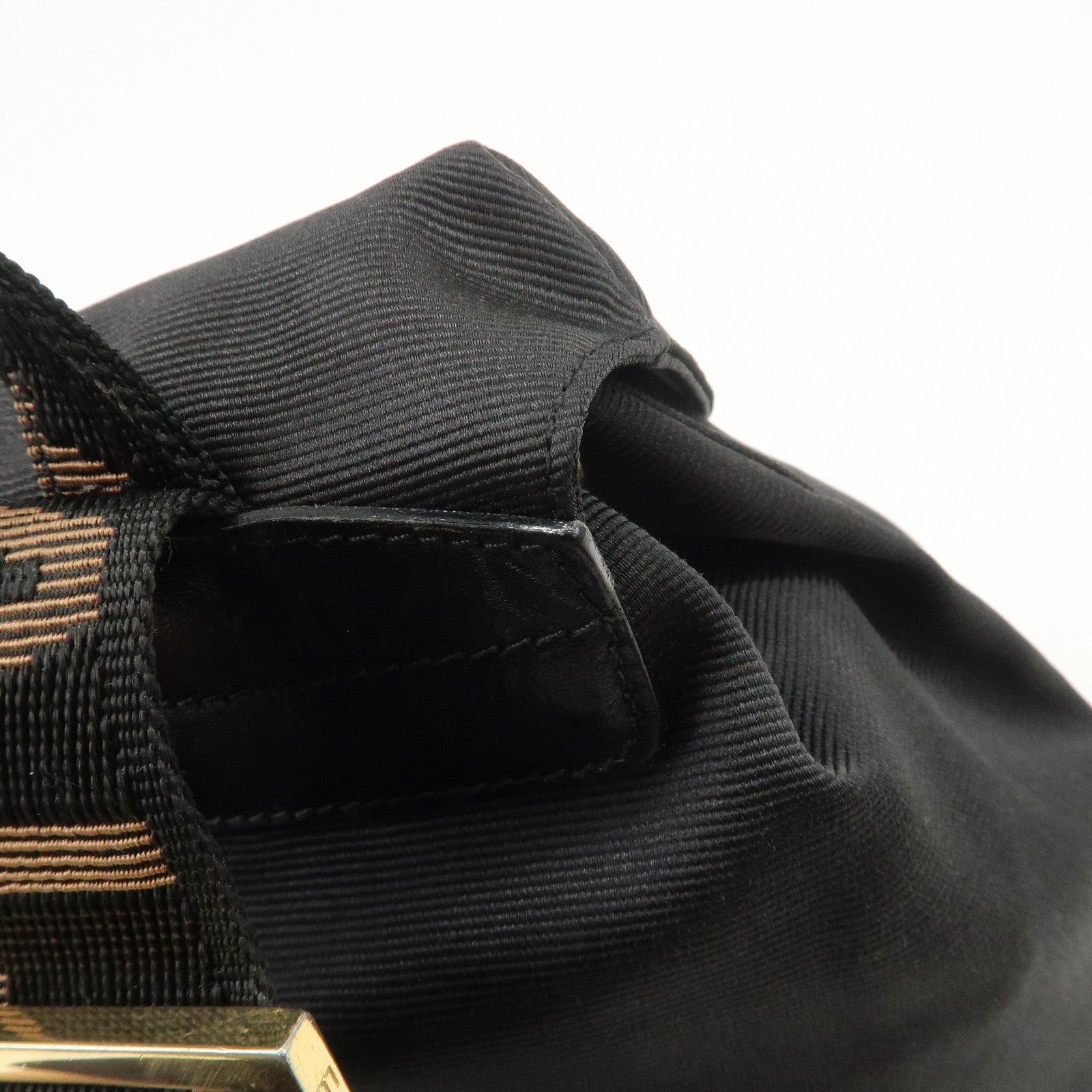 FENDI Nylon Leather Back Pack Black Gold Hardware 263390