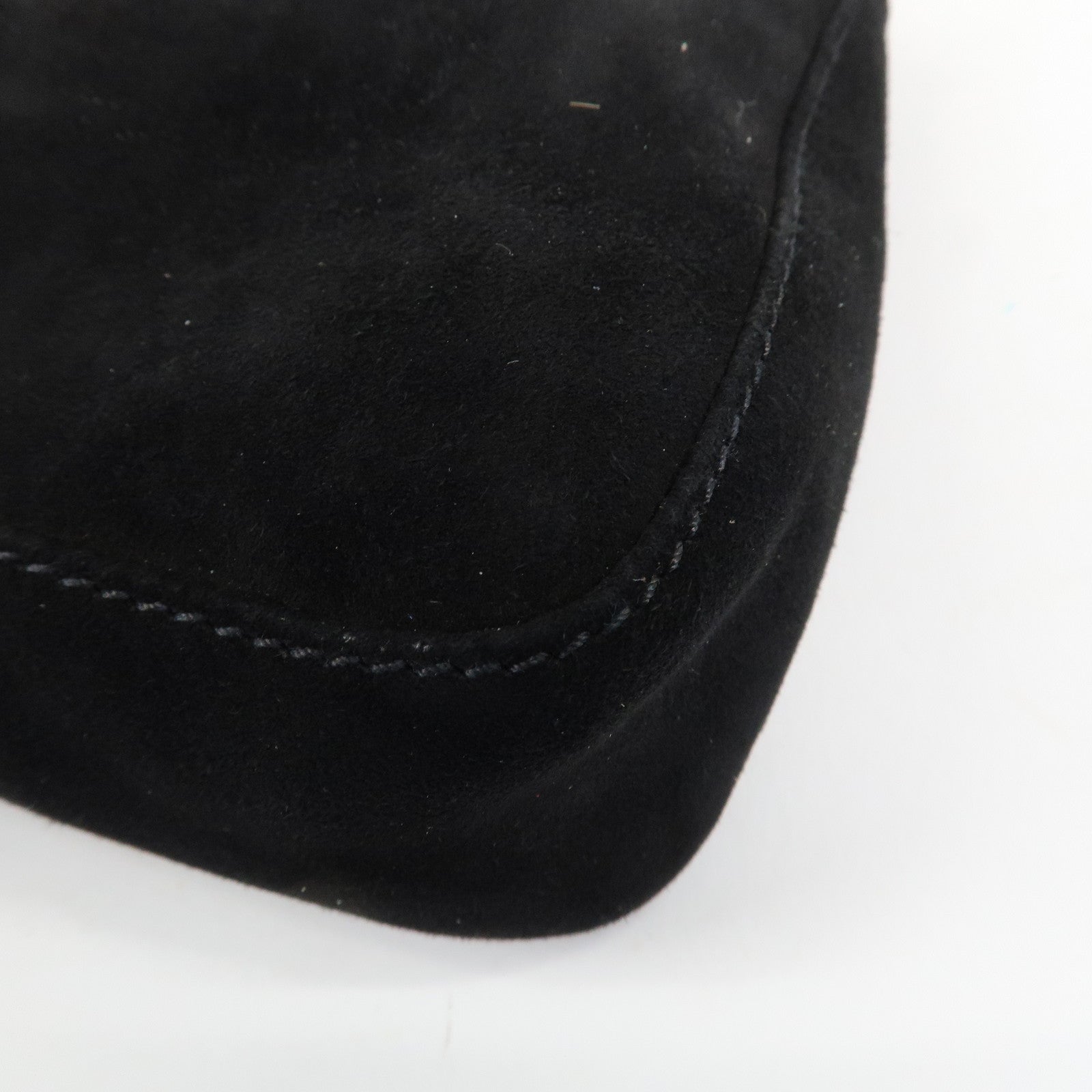 FENDI Suede Cosmetic Pouch Black Gold Hardware 26387 Used