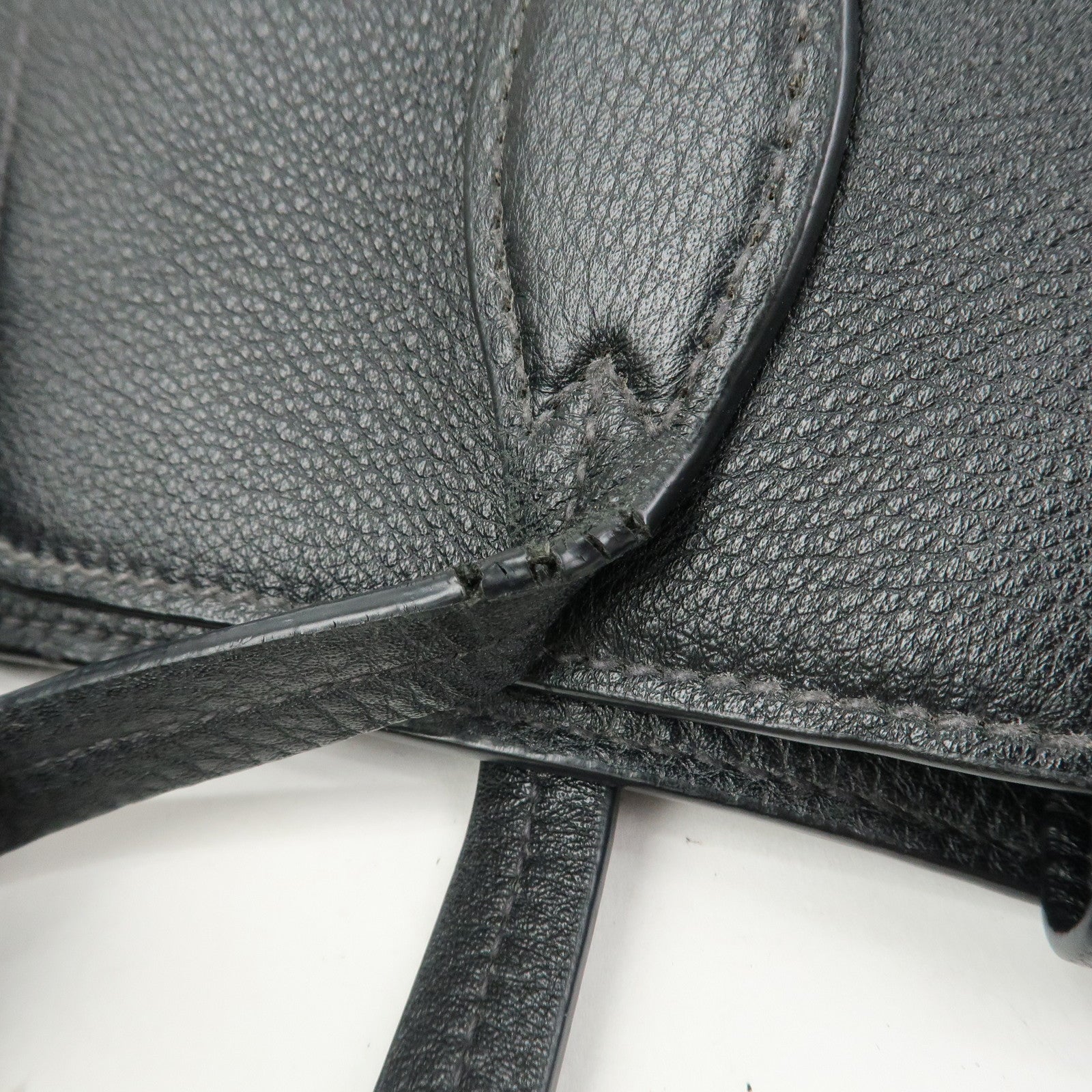 PRADA Logo Leather Shoulder Bag Tote Bag Black 1BG111