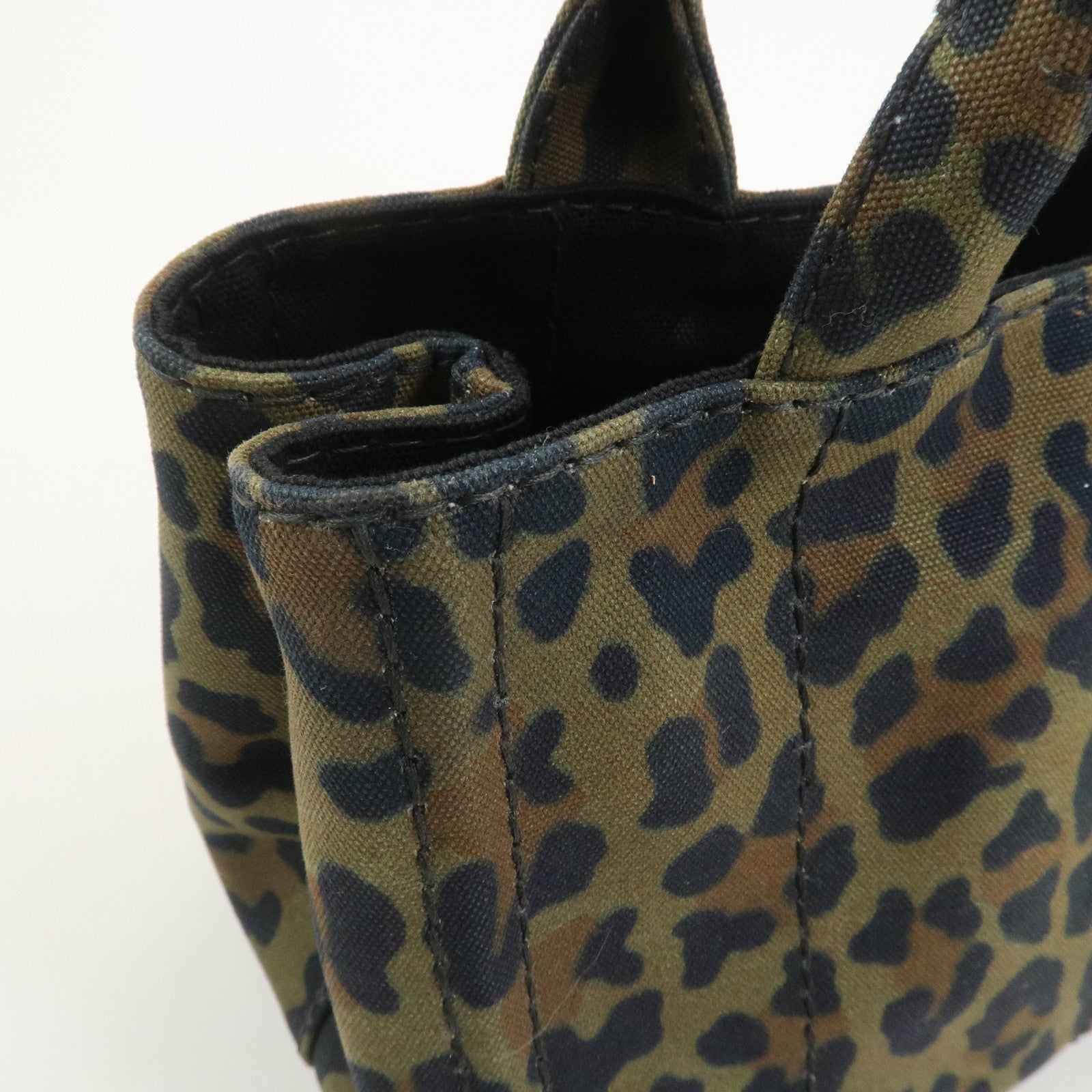 PRADA Triangle Logo Canapa Mini Canvas 2Way Bag Leopard 1BG439