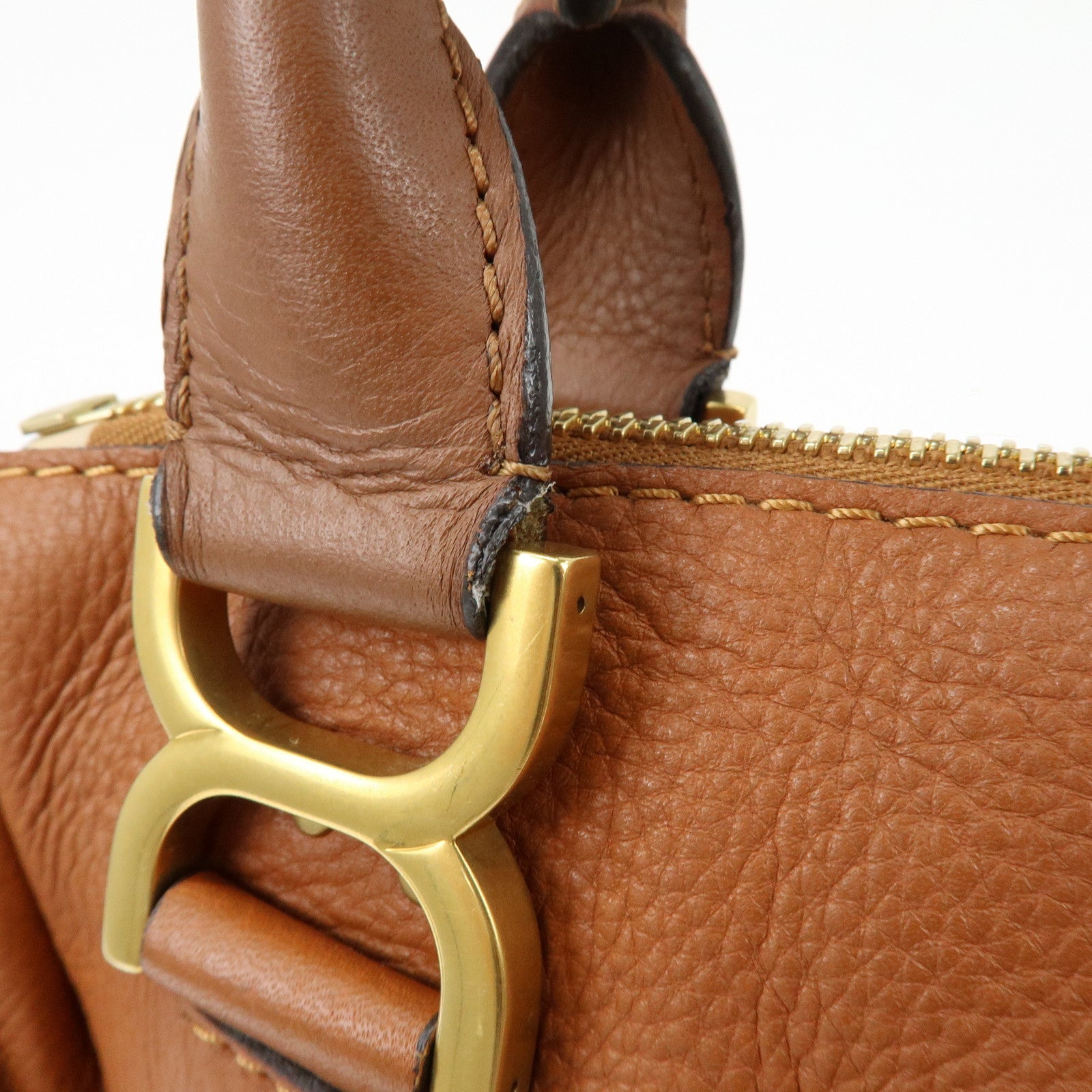 Chloe Marcie Leather Tote Bag Hand Bag Shoulder Bag Brown