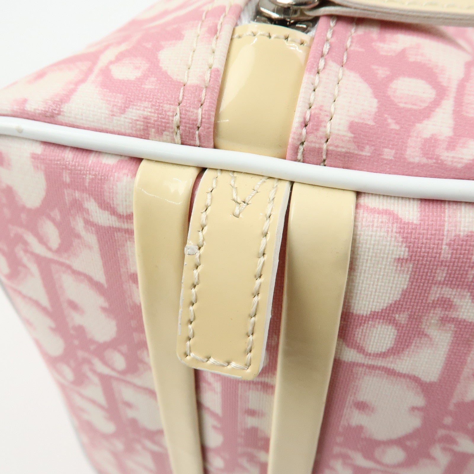 Christian Dior Trotter PVC Patent Leather Boston Bag Hand Bag Pink