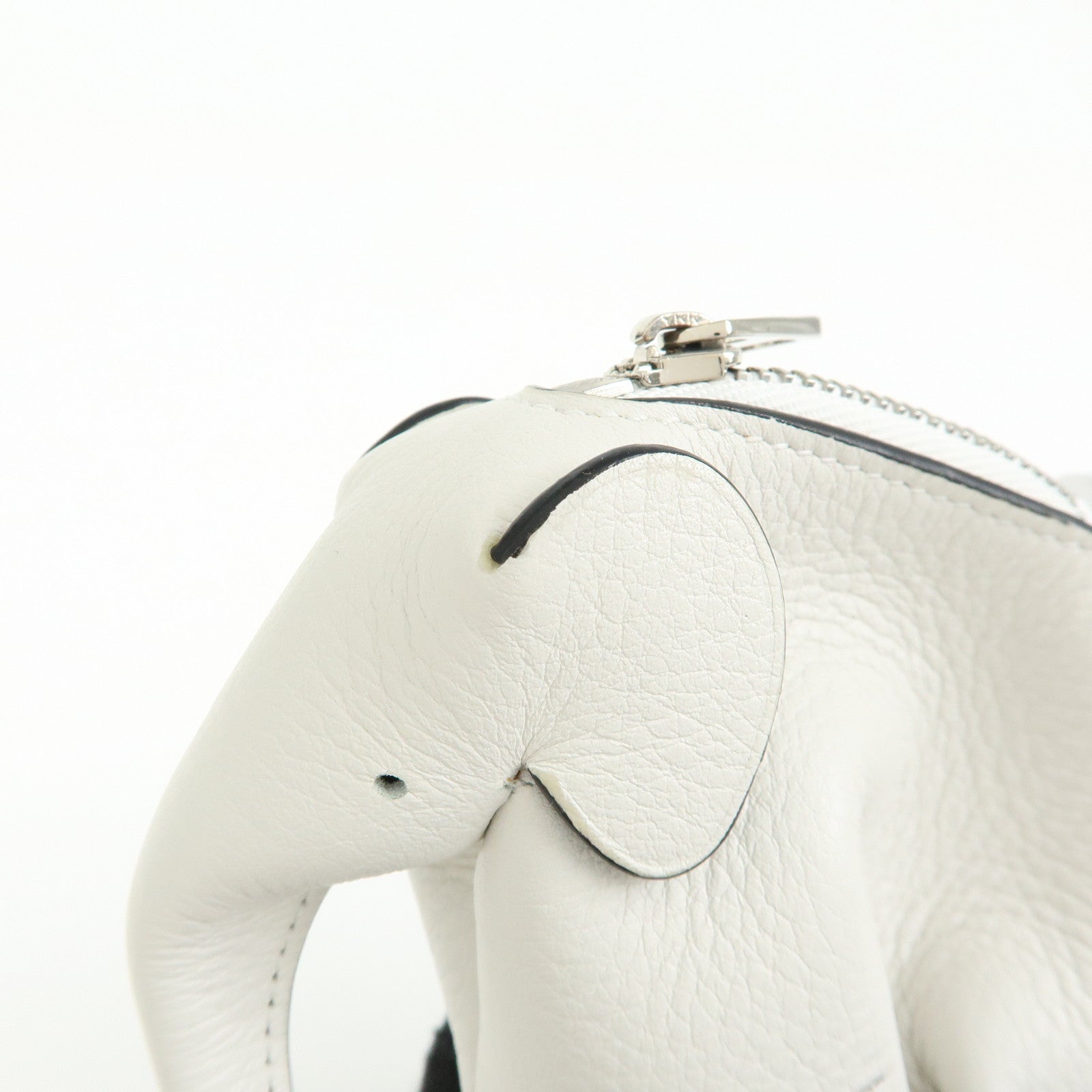 LOEWE Calf Leather Elephant Coin Case Coin Purse White