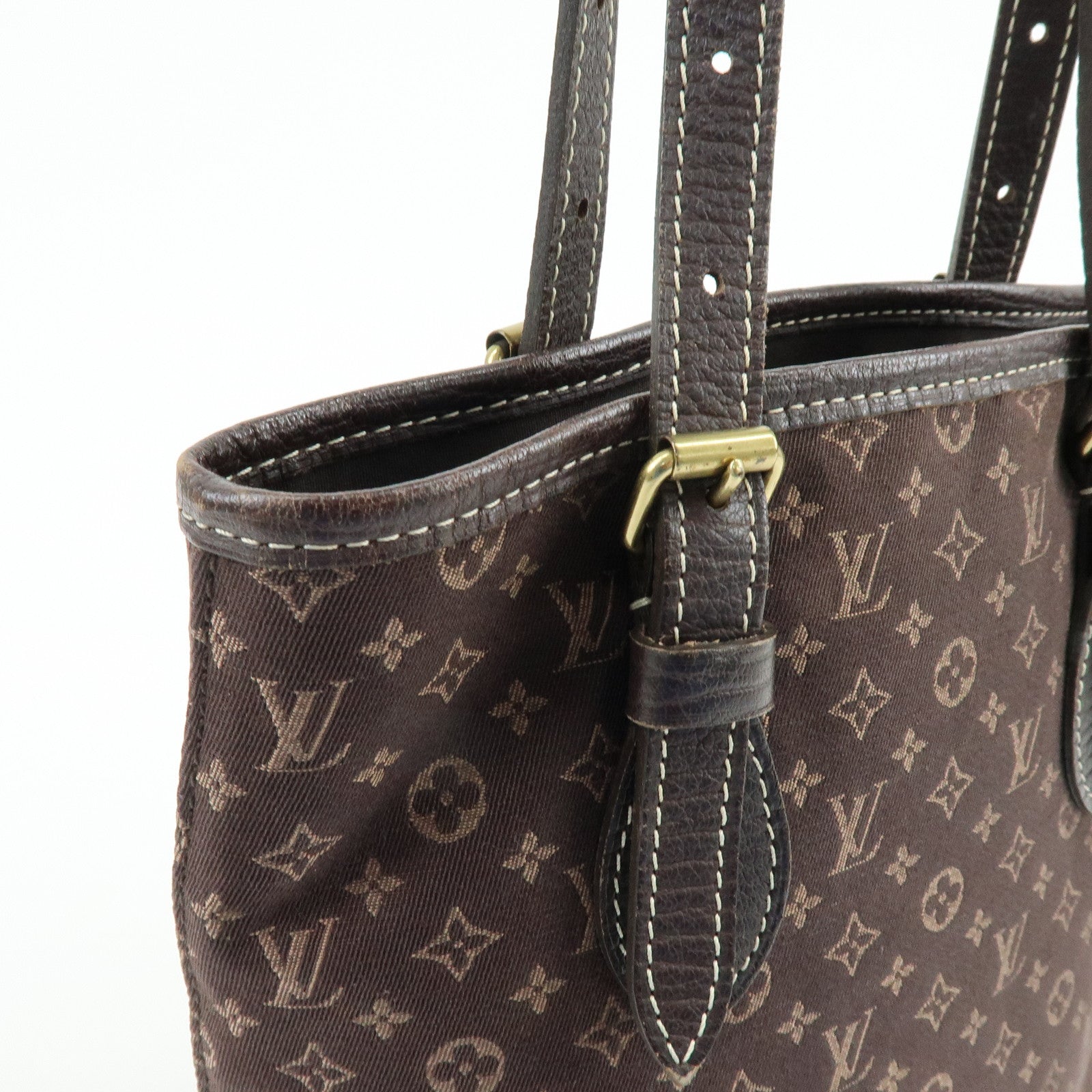 Louis Vuitton Monogram Mini Lin Bucket PM Tote Bag Ebene M95226