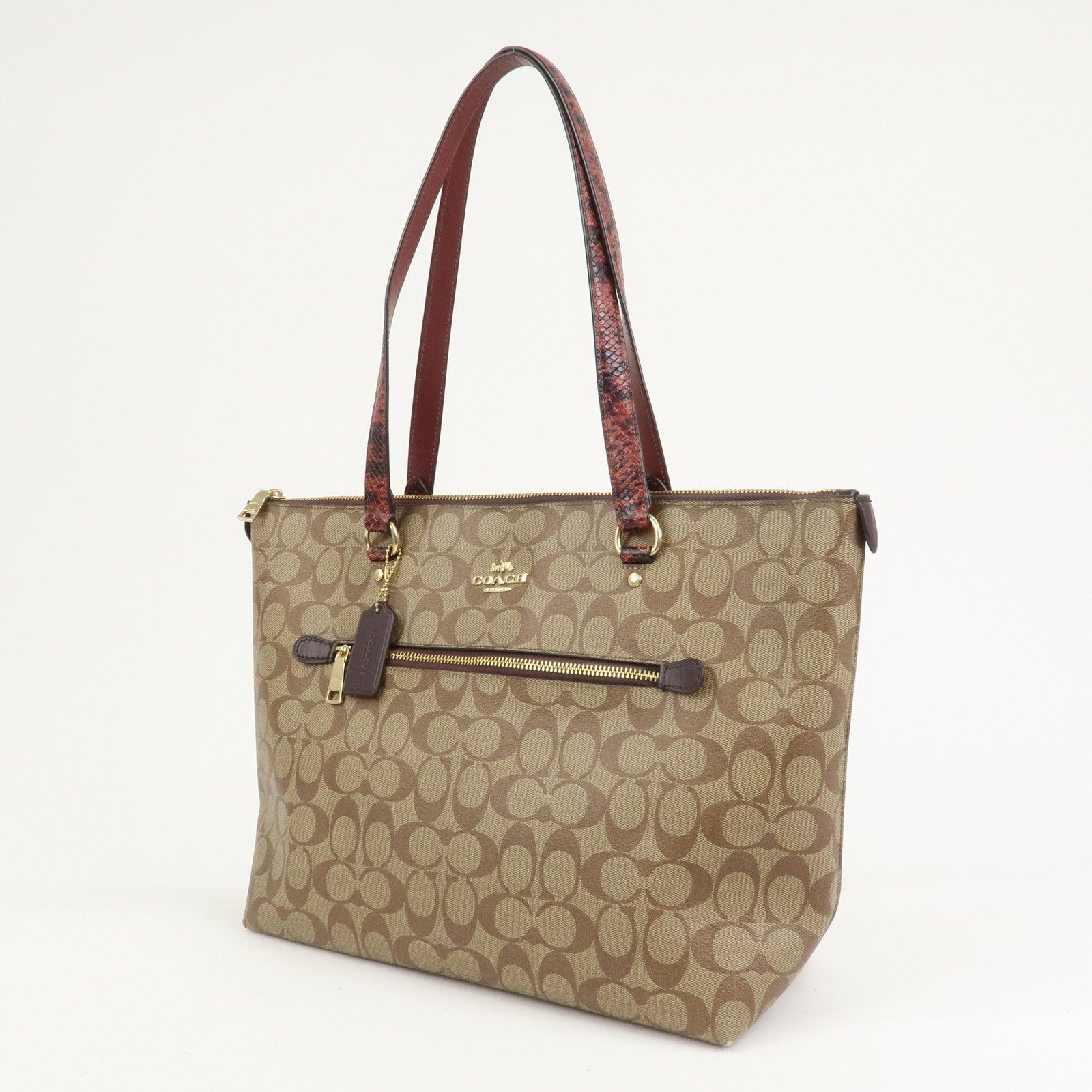 COACH Signature PVC Embossed Leather Tote Bag Shoulder Bag Brown