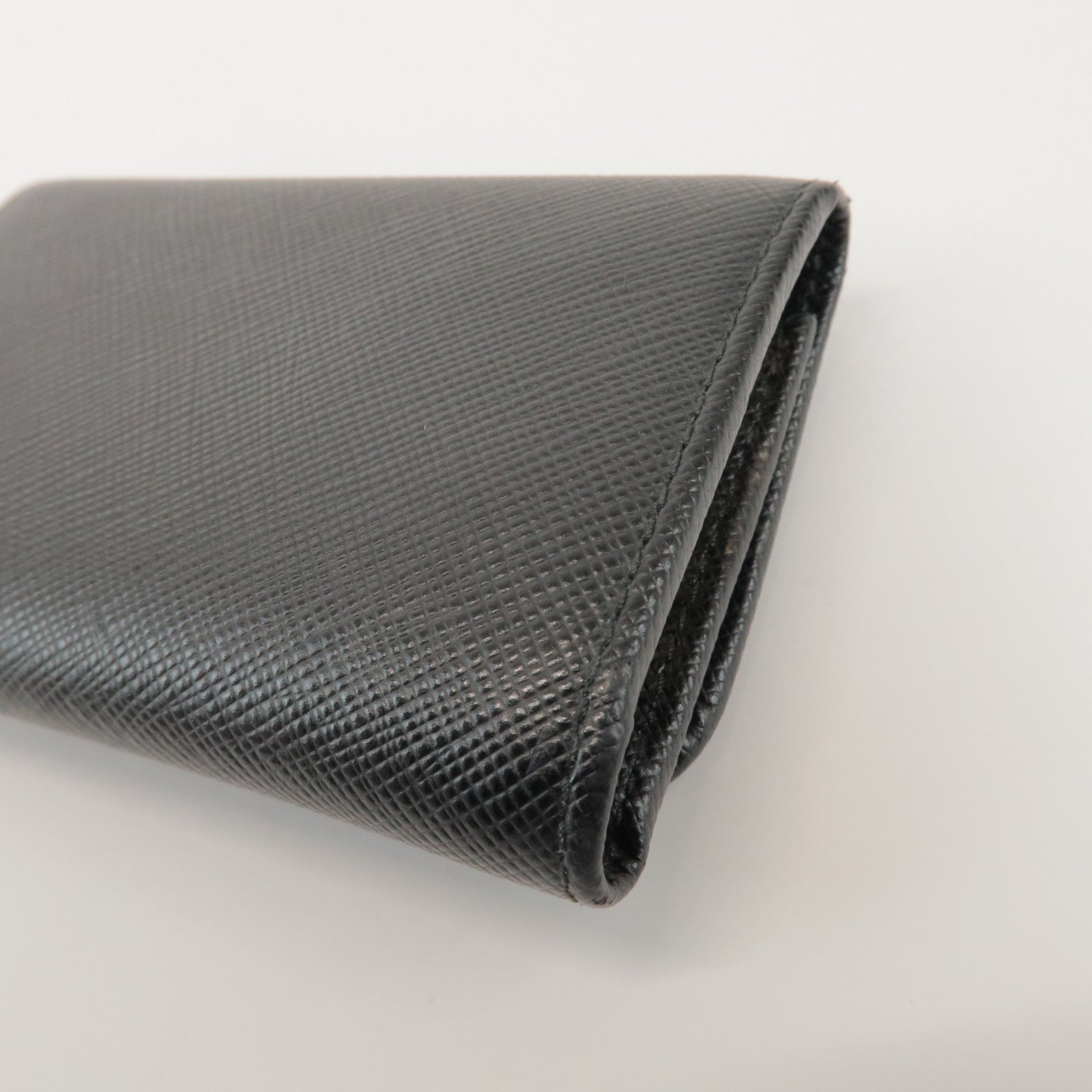 PRADA Saffiano Leather 4 Rings Key Case Key Holder Black 1PG004