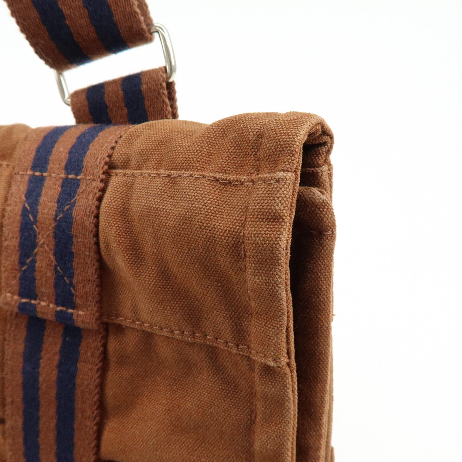 HERMES Basas MM Fourre Toute Canvas Shoulder Bag Brown