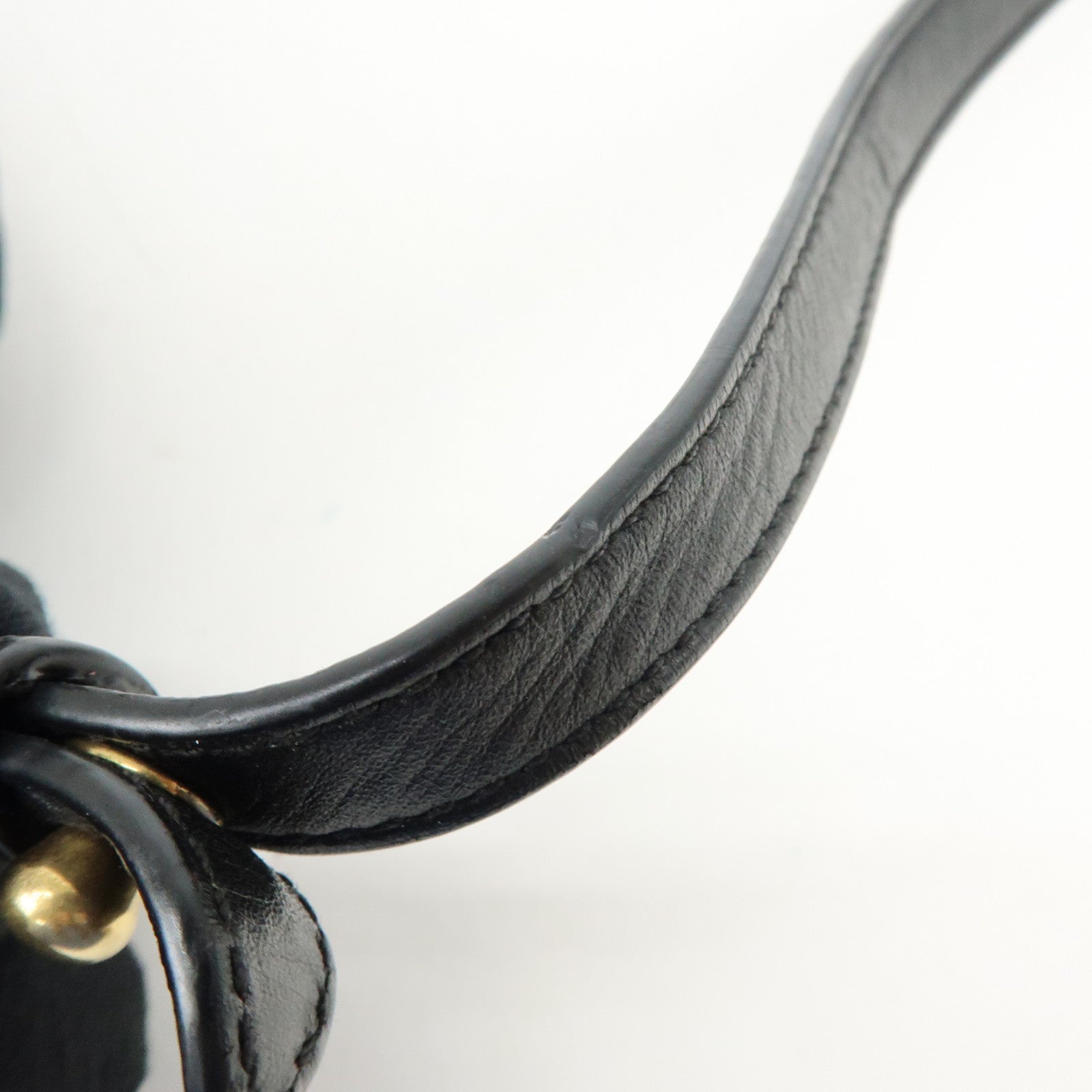 PRADA Triangle Logo Jacquard Leather Shoulder Bag Black 1BH089