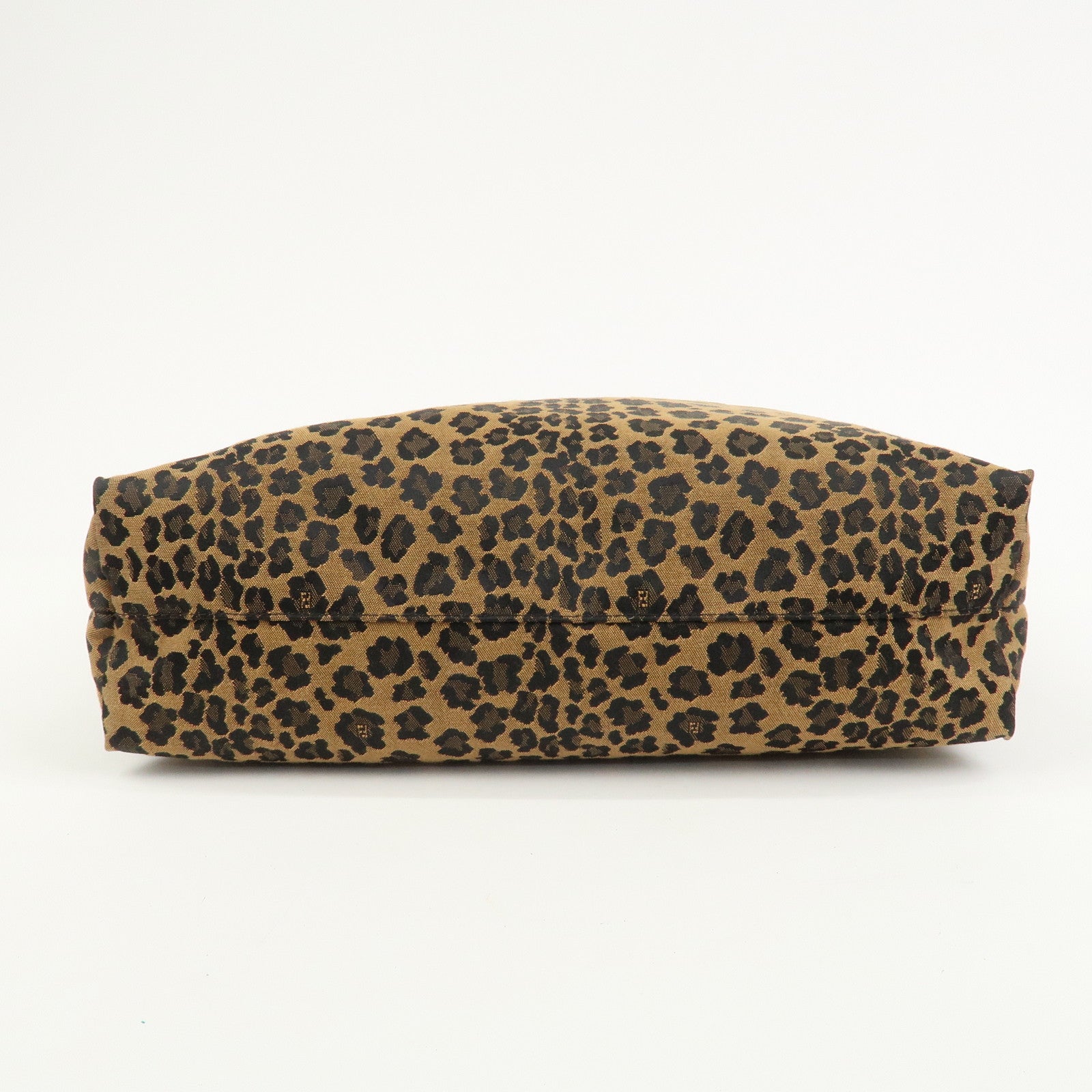 FENDI Canvas Leather Leopard Tote Bag Hand Bag Brown Red 8BH173