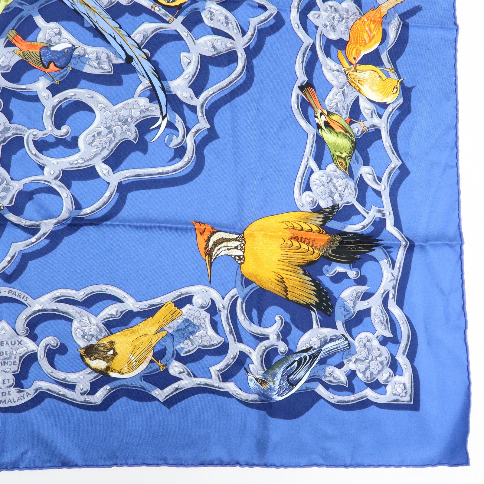 HERMES Carre 90 Silk 100% Scarf OISEAUX DE L'INDE ET DE L'HIMALAYA