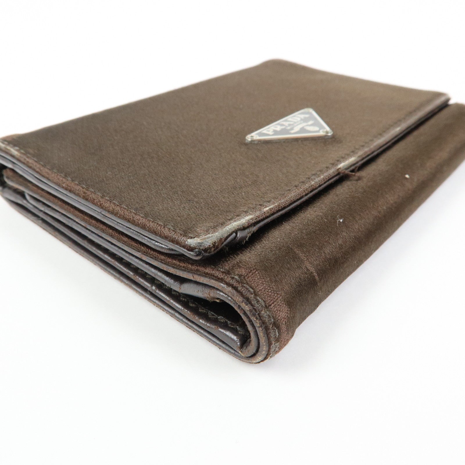 PRADA Triangle Logo Set of 3 Wallet Pouch Black Brown Red