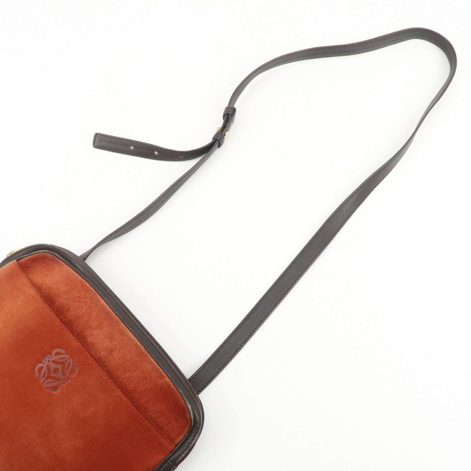 LOEWE Anagram Suede Leather Shoulder Bag Crossbody Bag Brown