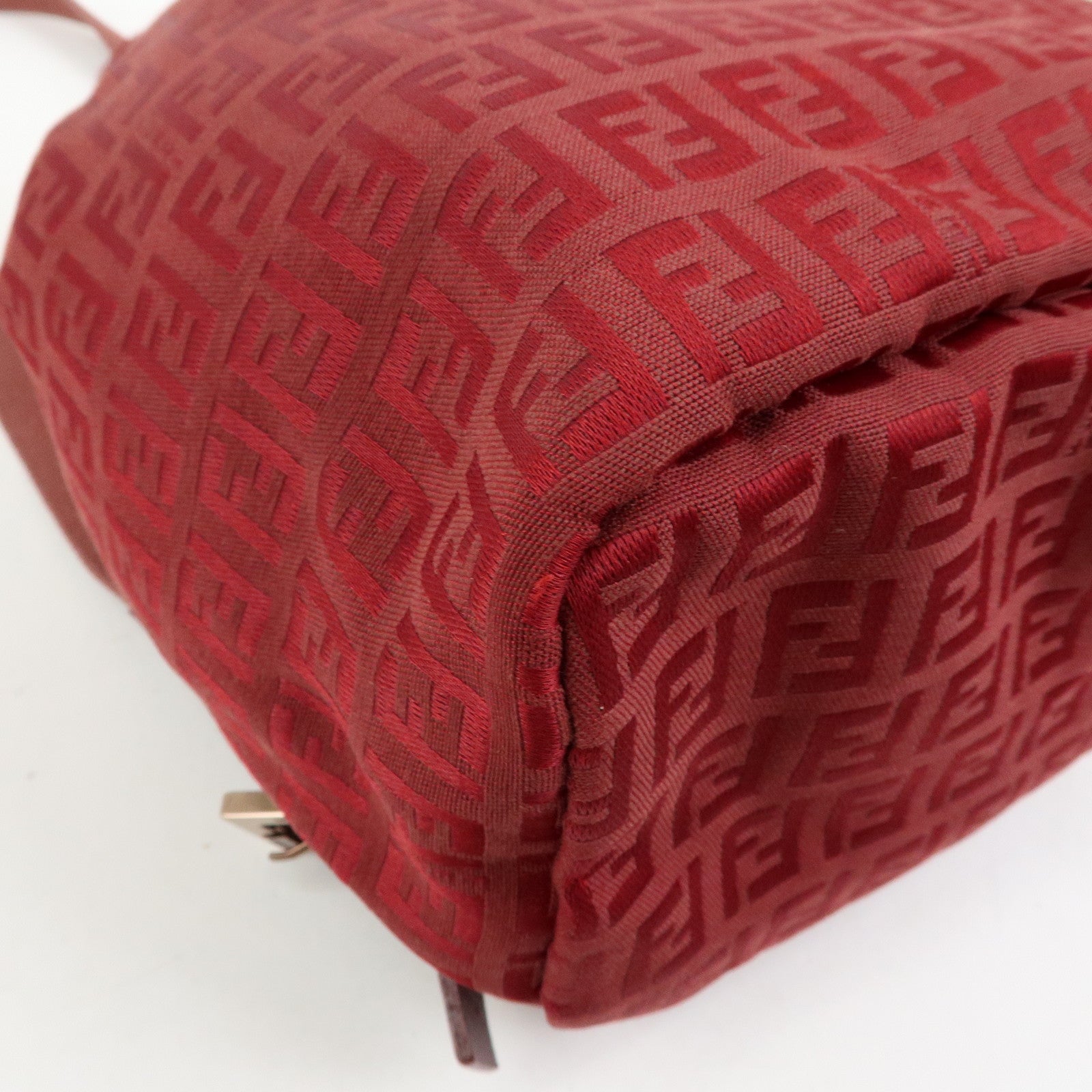 FENDI  Zucchino Canvas Leather Backpack Rucksuck Red 8BZ001
