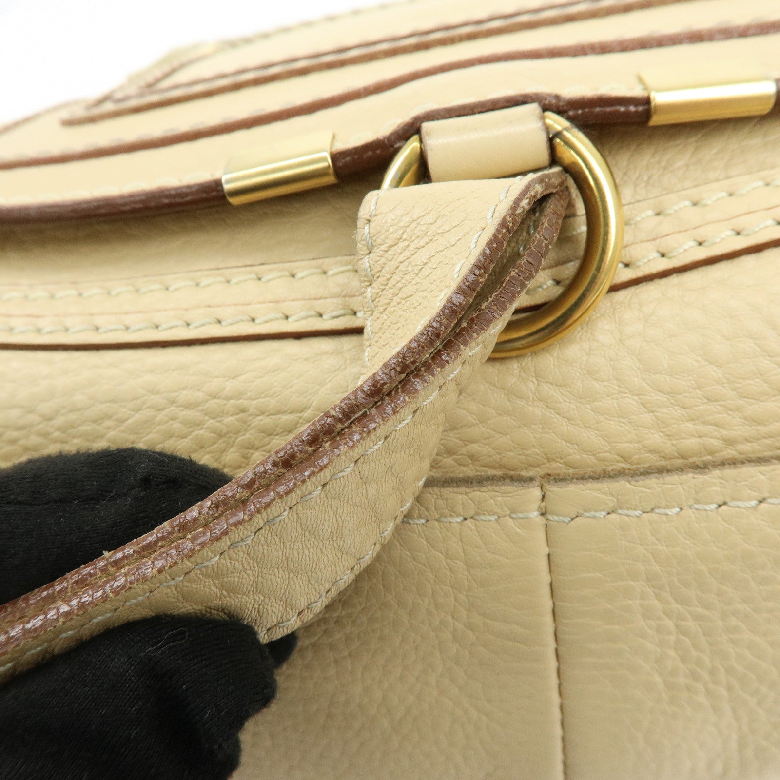 Chloe Mercy Leather Shoulder Bag Hand Bag Beige