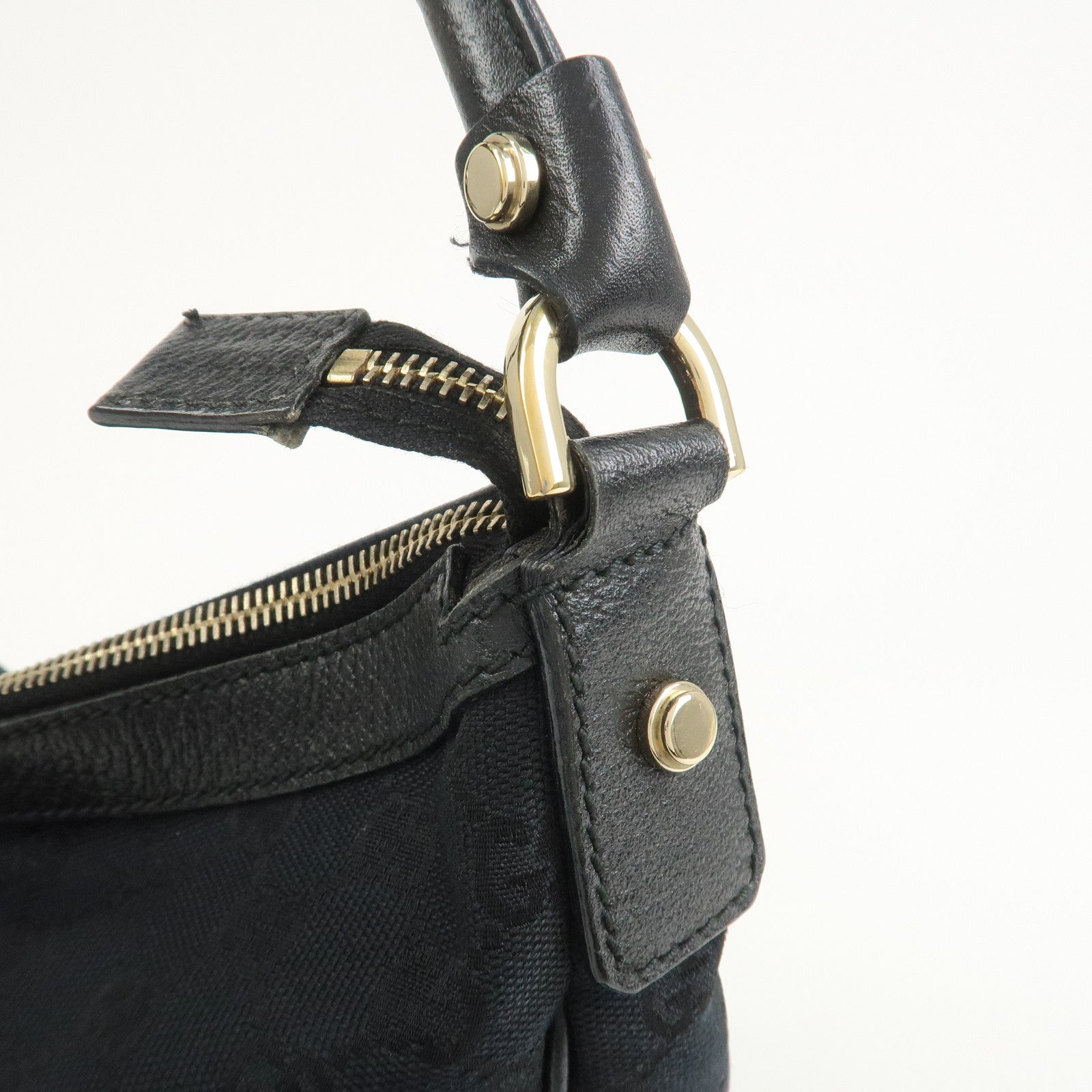 GUCCI Abbey GG Monogram Front Pocket Shoulder Bag Black 153025