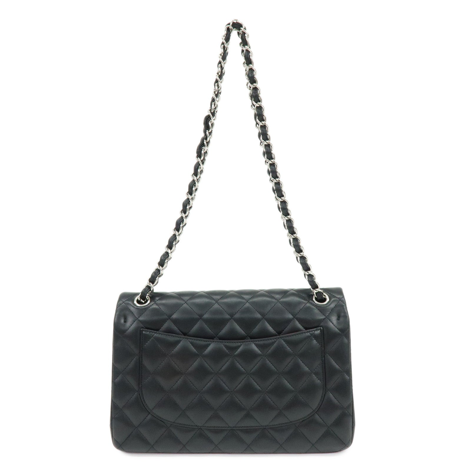 CHANEL Matelasse30 Lamb Skin W Flap Chain Shoulder Bag Black A58600