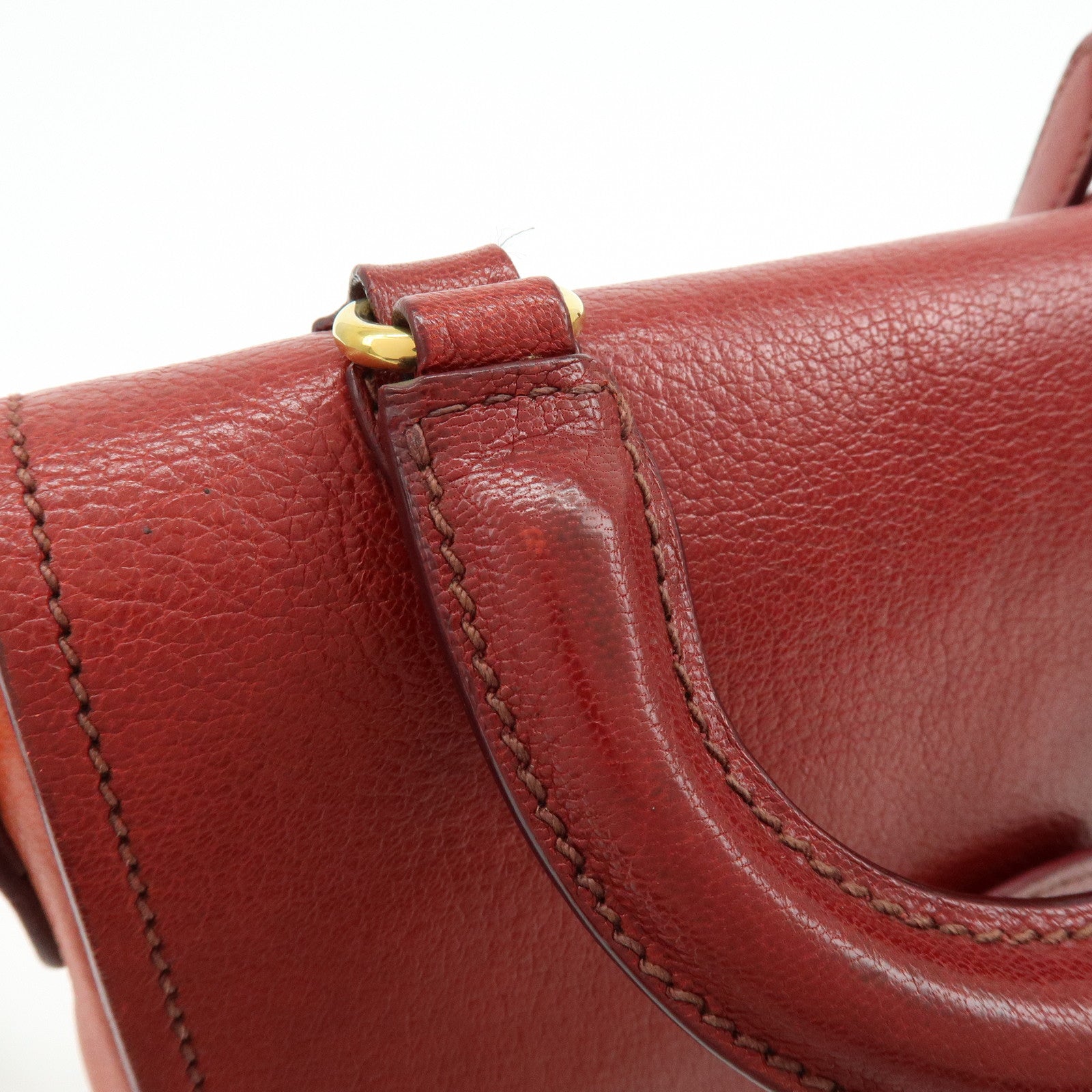 MIU MIU Madras Leather 2Way Bag Hand Bag Shoulder Bag Red Orange