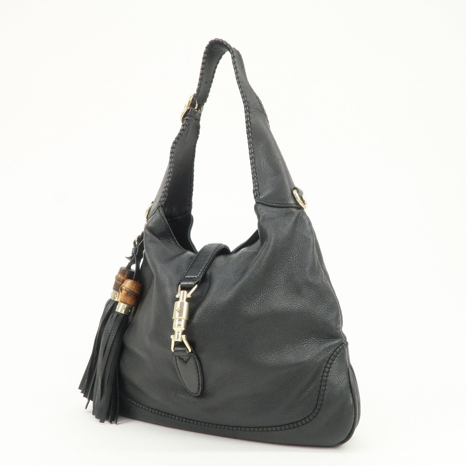 GUCCI New Jackie Leather 2Way Shoulder Hand Bag Black 246907