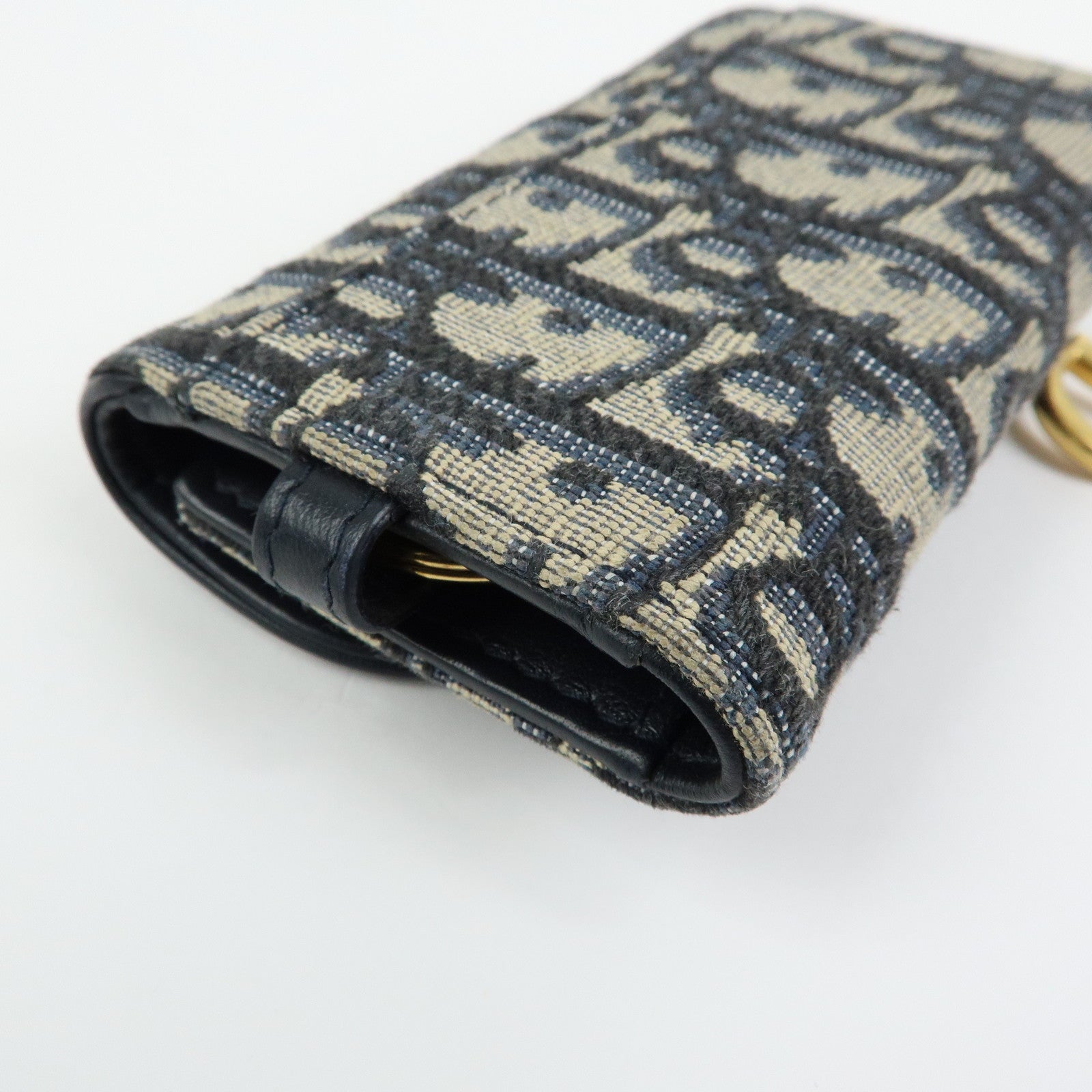Christian Dior Saddle Oblique Jacquard Canvas Key Case Navy