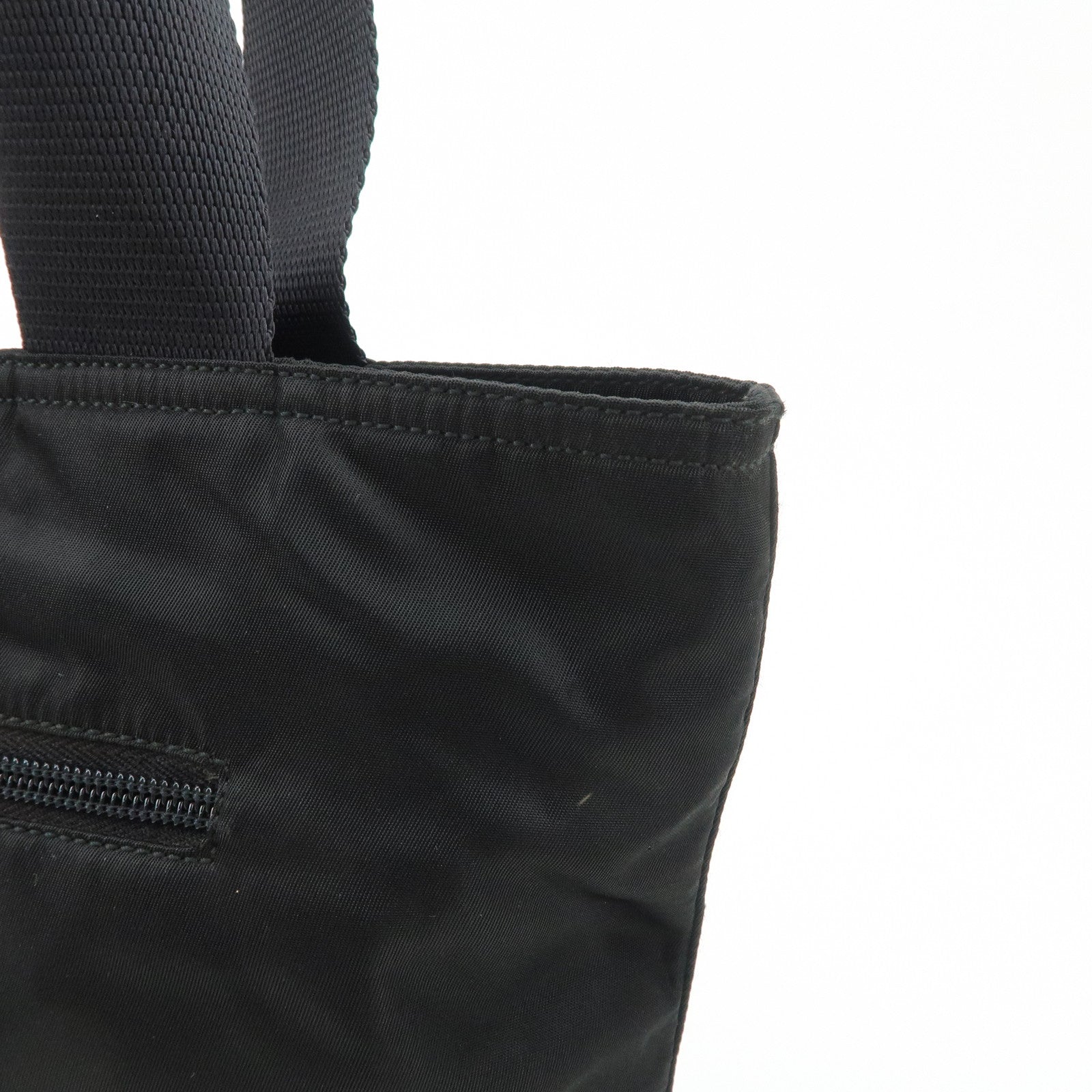 PRADA Triangle Logo Nylon Tote Bag Shoulder Bag Hand Bag Black