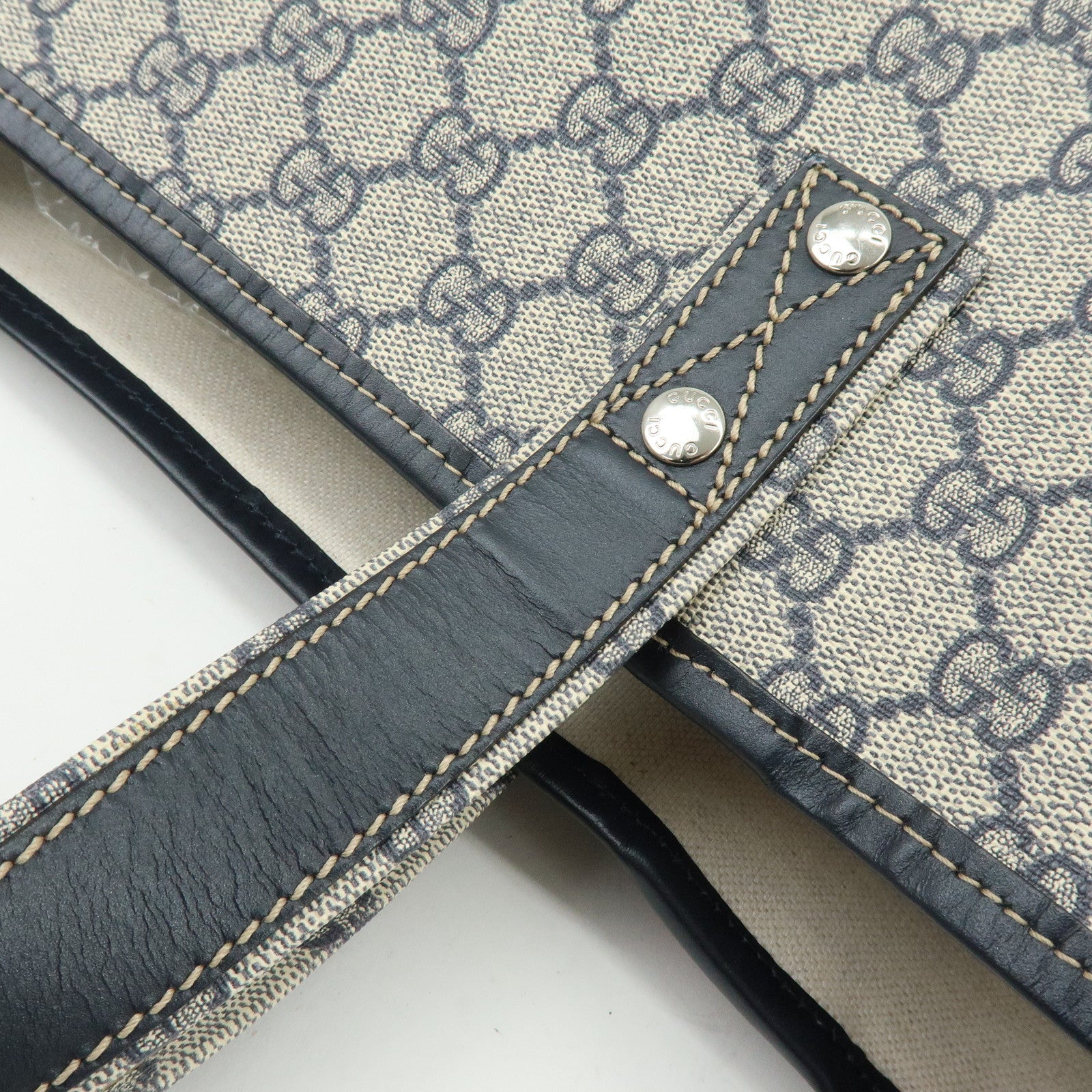 GUCCI Sherry GG Supreme Leather Tote Bag Shoulder Bag Navy 211134