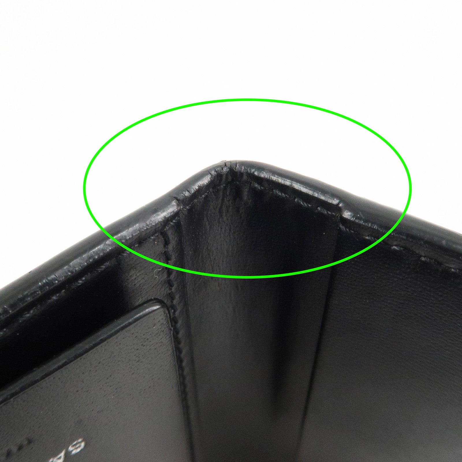 SAINT LAURENT Logo Leather 6 Hook Key Case Black Silver