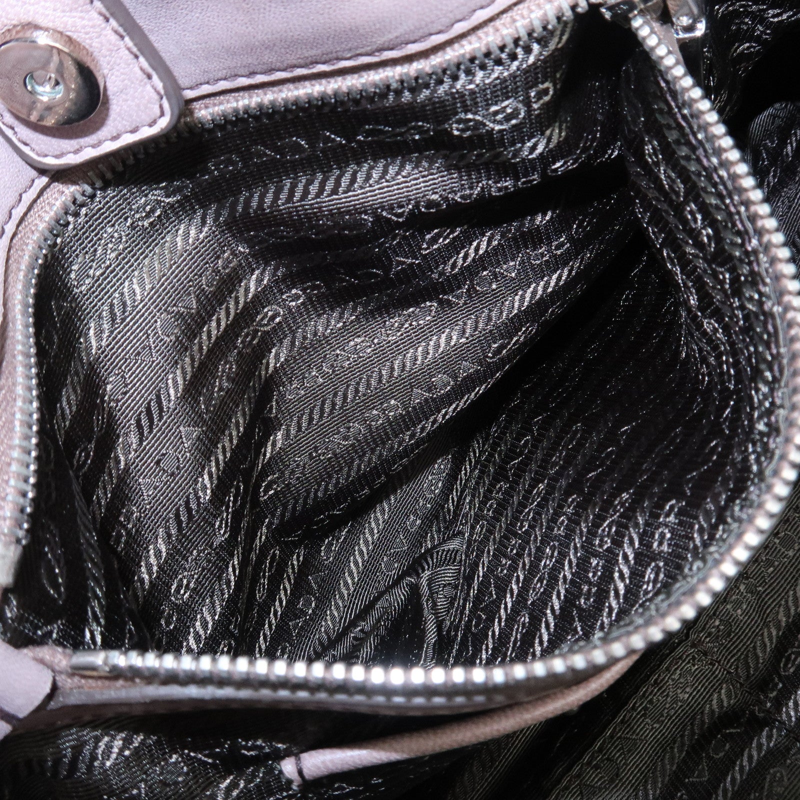 PRADA Logo Nappa Leather 2Way Bag Shoulder Bag Hand Bag Gray