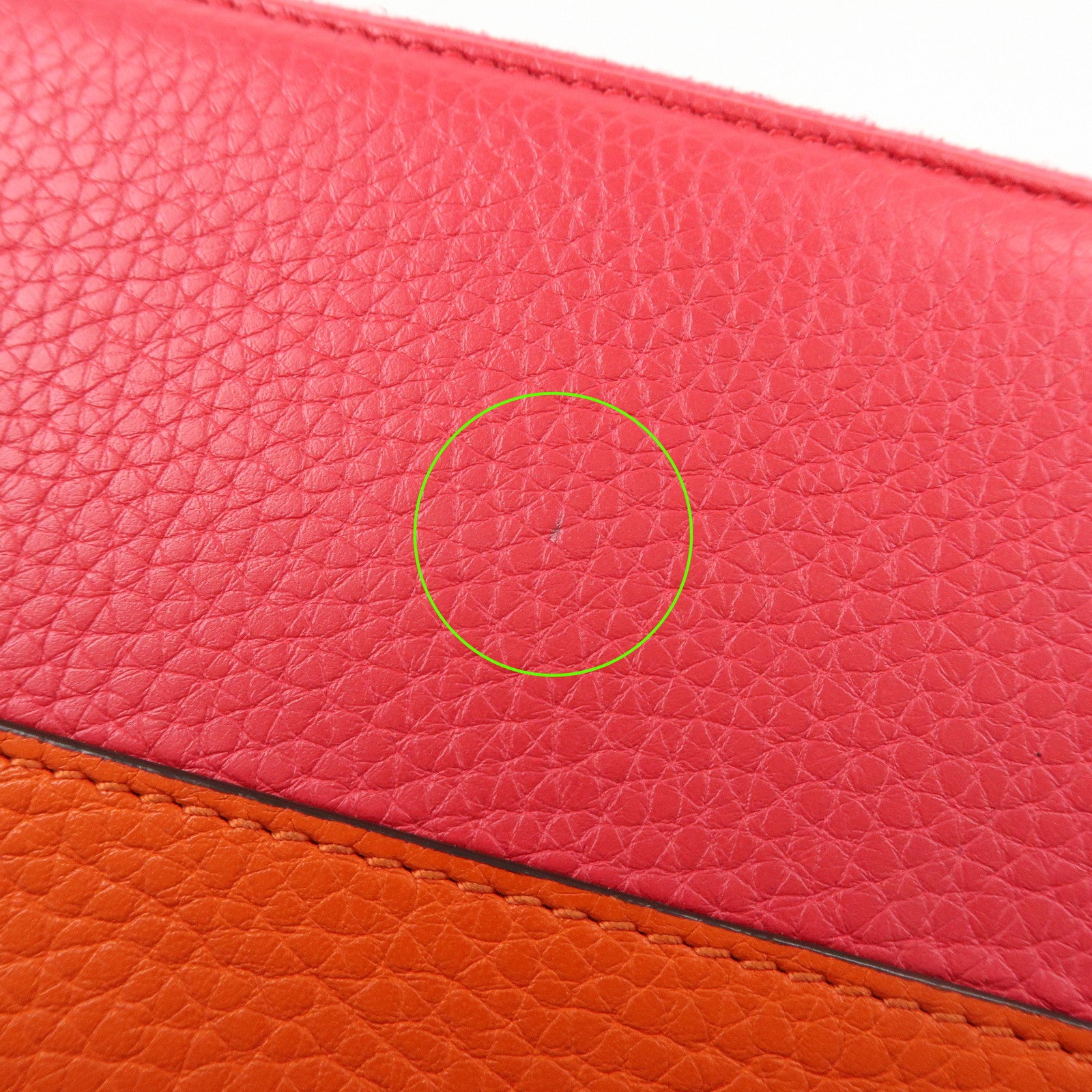 GUCCI Bamboo Leather Round Zippy Long Wallet Pink Orange 307984