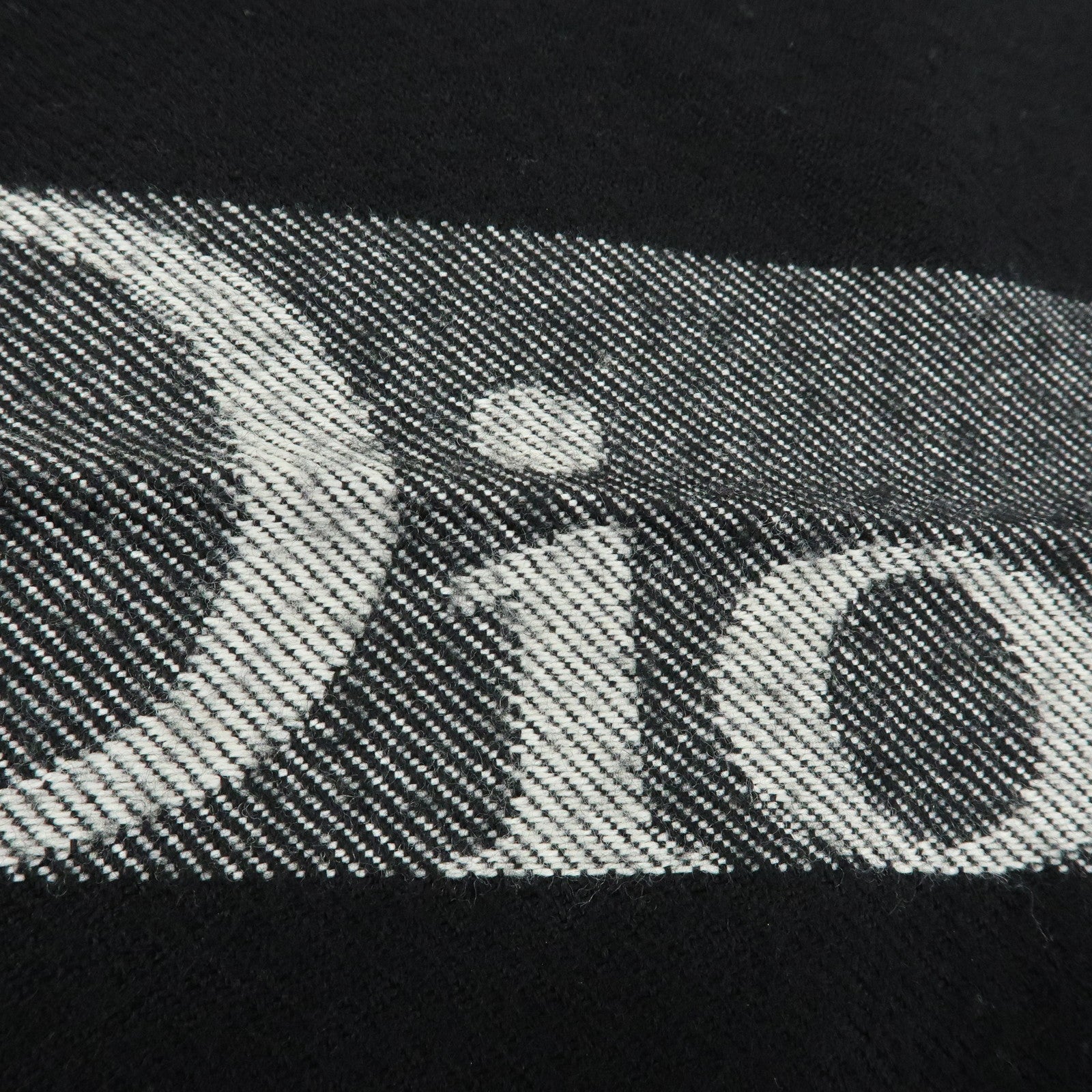Christian Dior Logo Wool Acrylic Scarf Black Ivory