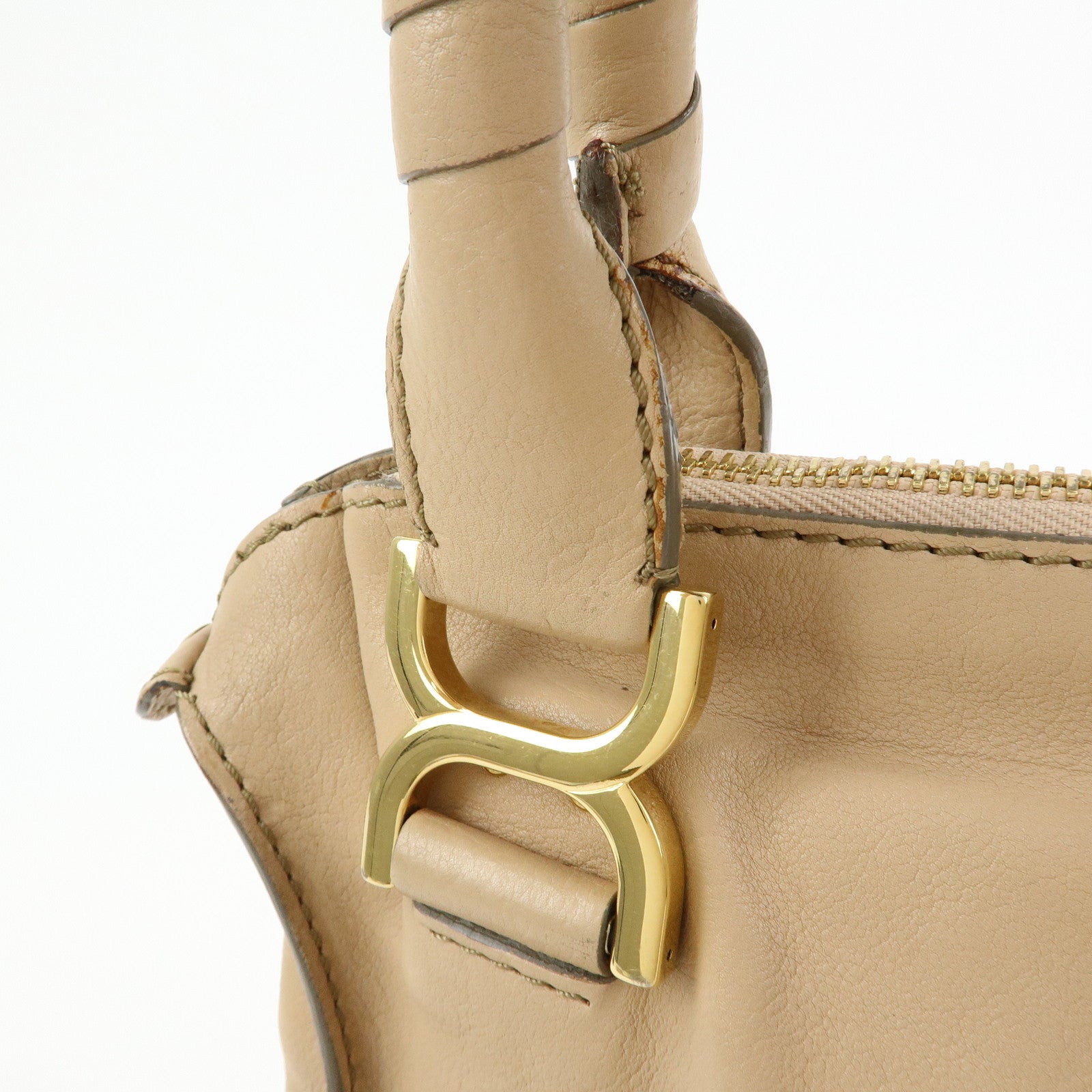 Chloe Marcie Leather 2Way Bag Shoulder Bag Hand Bag Beige