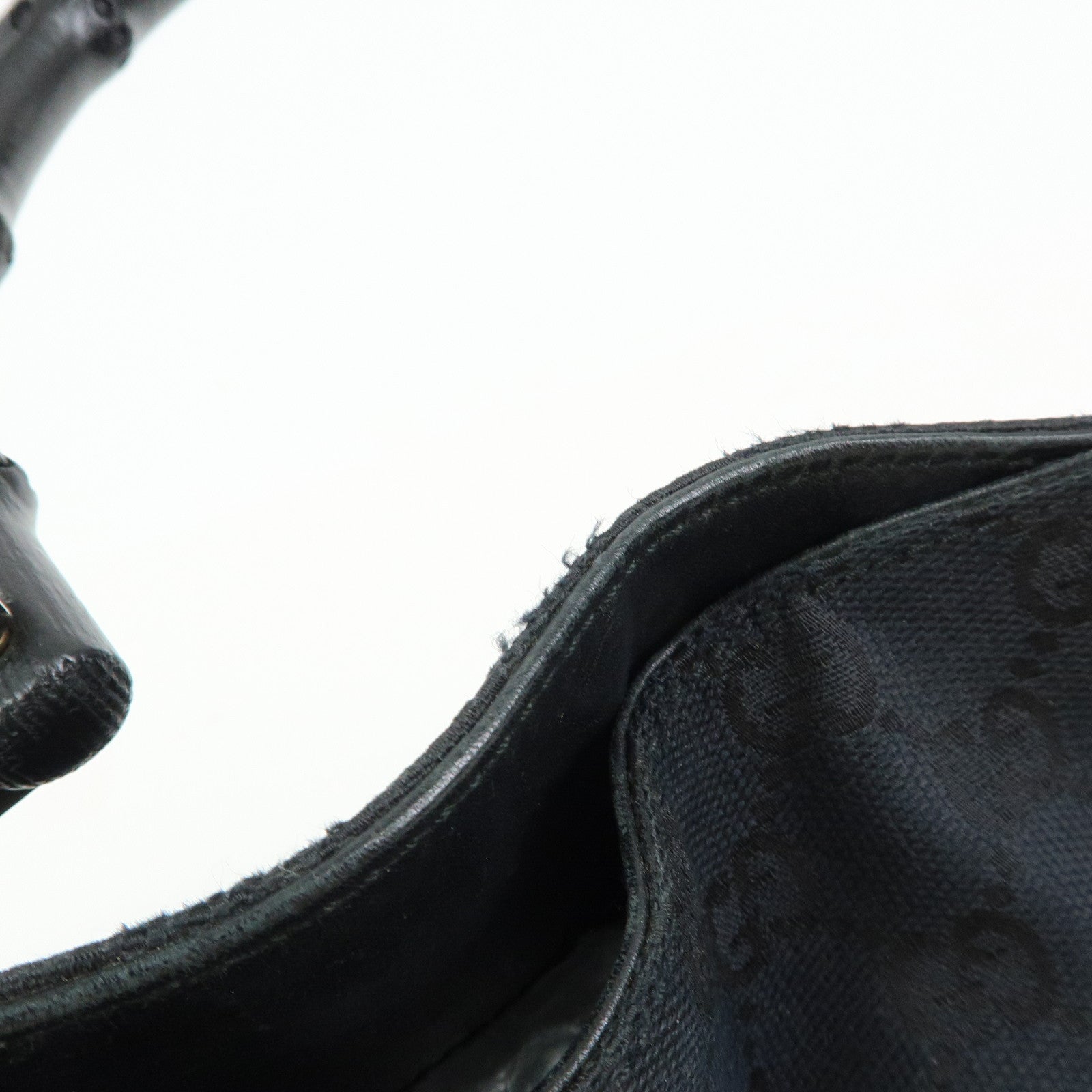 GUCCI Bamboo GG Canvas Leather Shoulder Bag Black 001・4095・001553