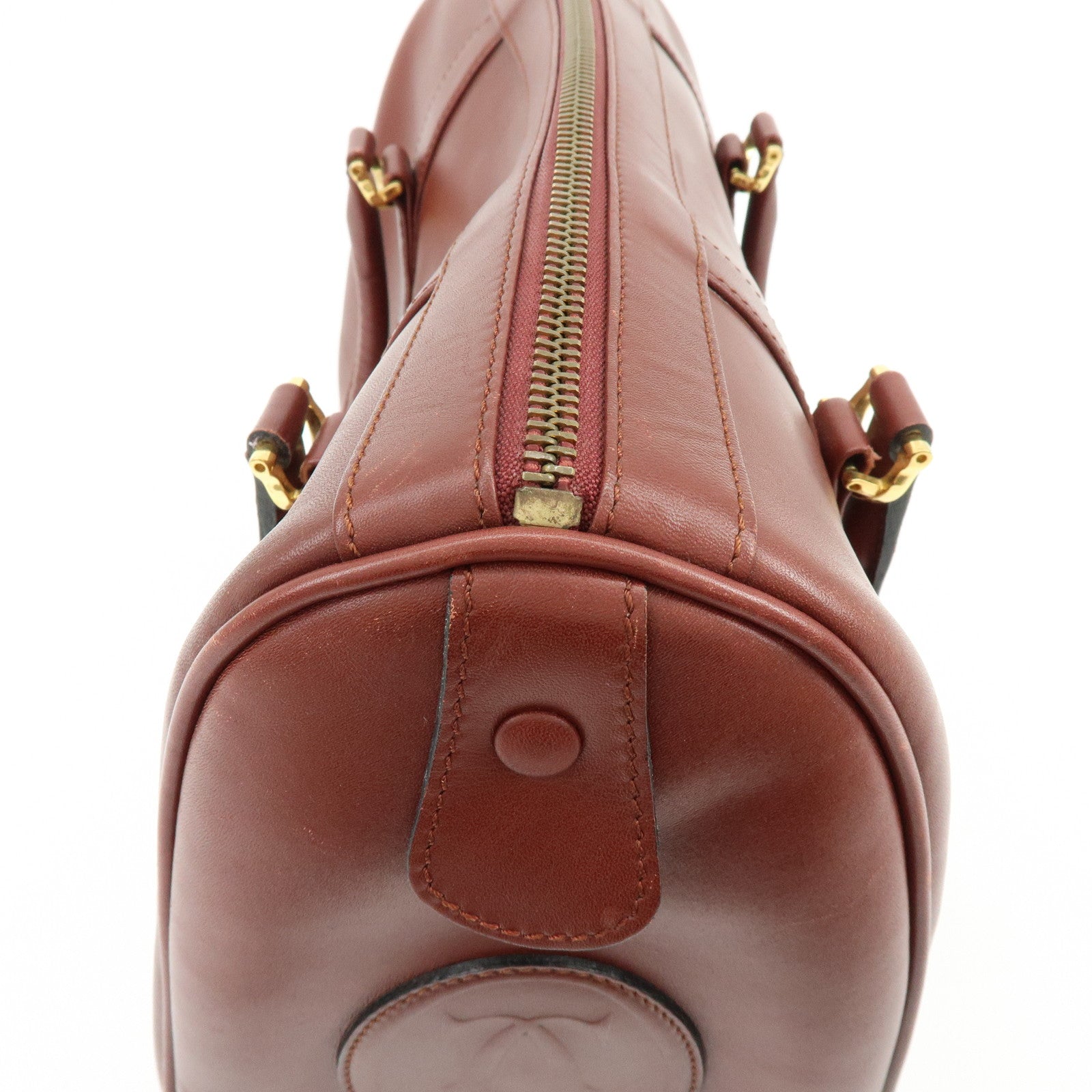 Cartier Must de Cartier Leather Boston Bag Hand Bag Bordeaux