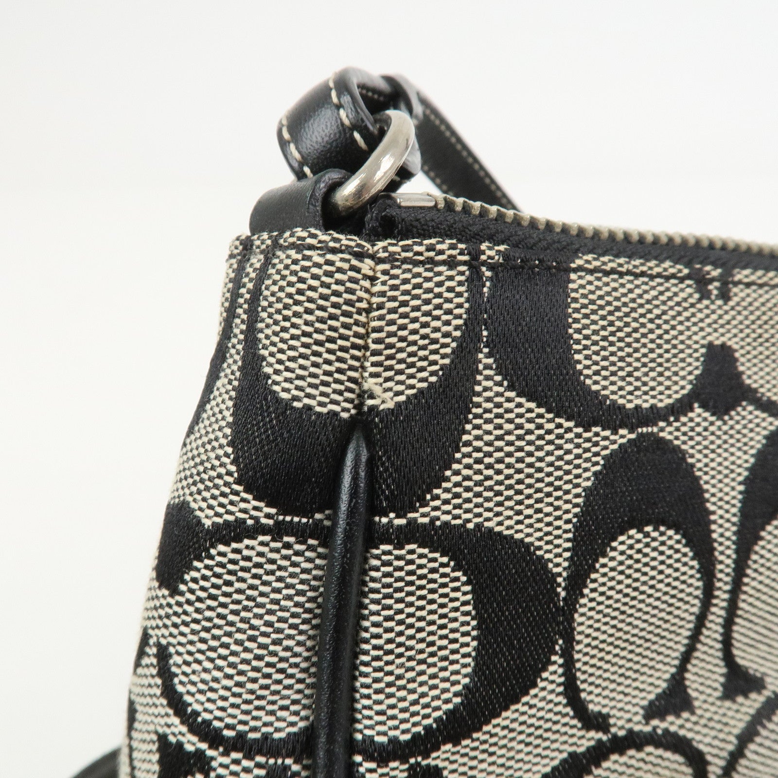 COACH Signature Canvas Leather Set of 2 Hand Bag Black Brown