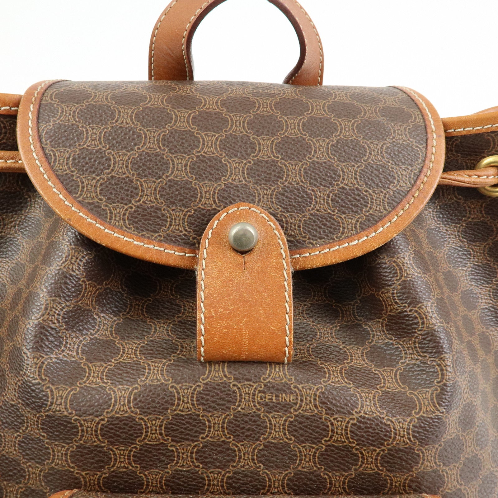CELINE Macadam PVC Coated Canvas Leather Backpack Brown