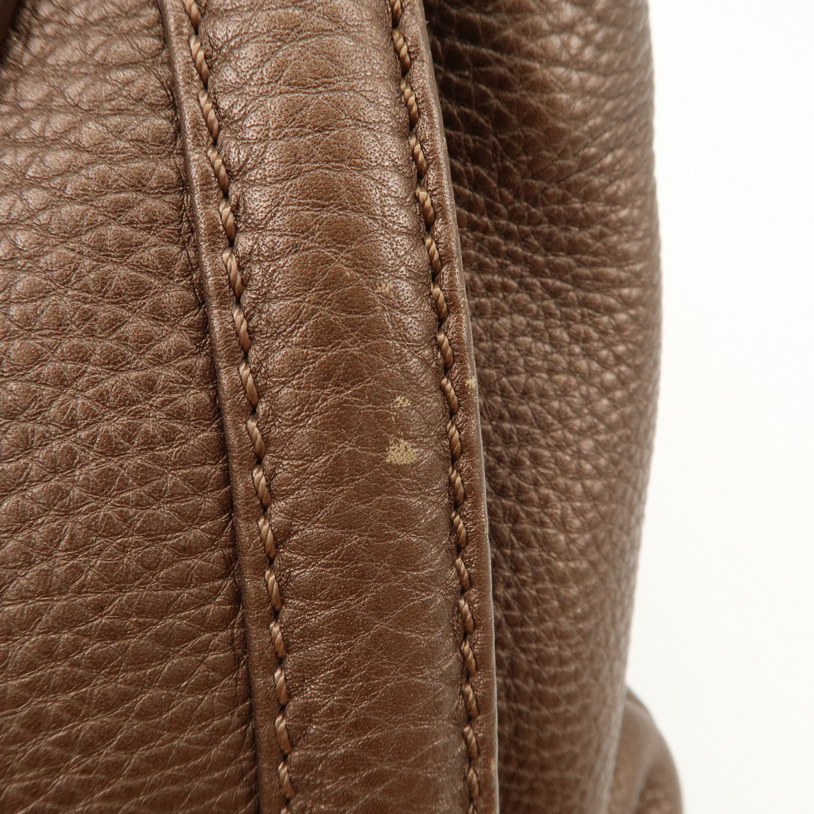 FENDI Seleria Leather Hand Bag Brown 8BN170