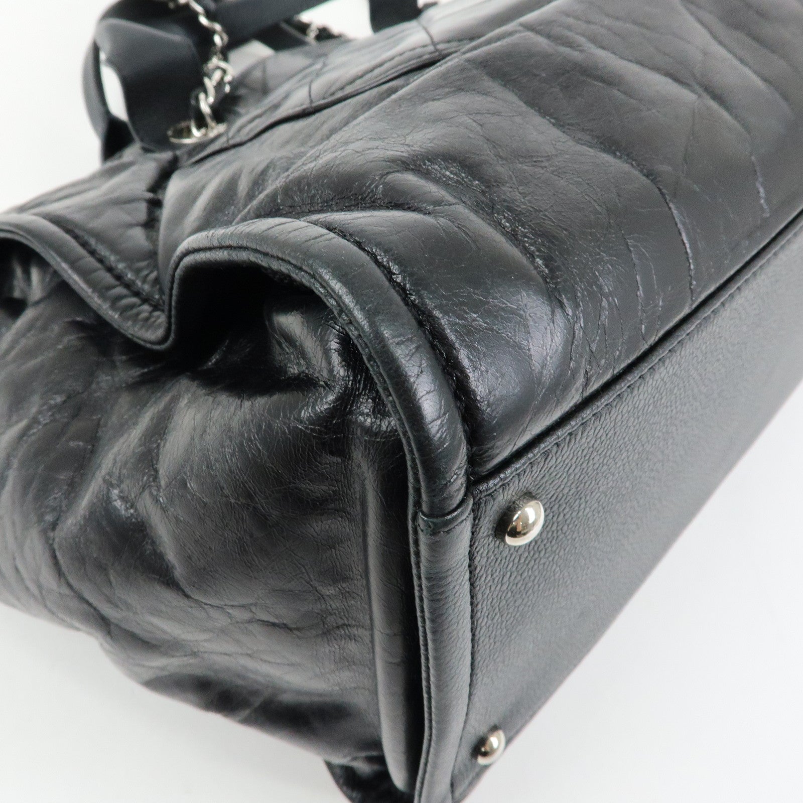 CHANEL Deauville GM Caviarskin Leather 2Way Tote Bag Black A66941