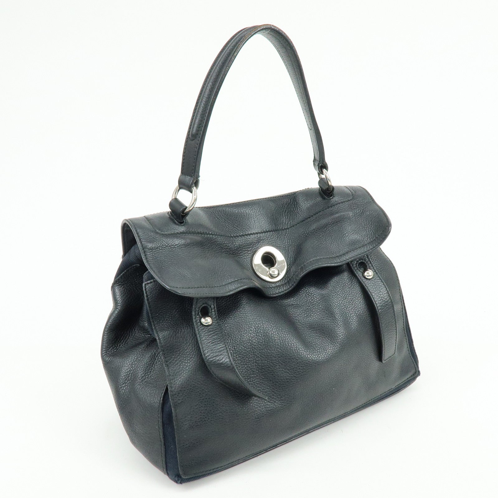 SAINT LAURENT PARIS Muse Two Calf Leather Hand Bag Black 229080