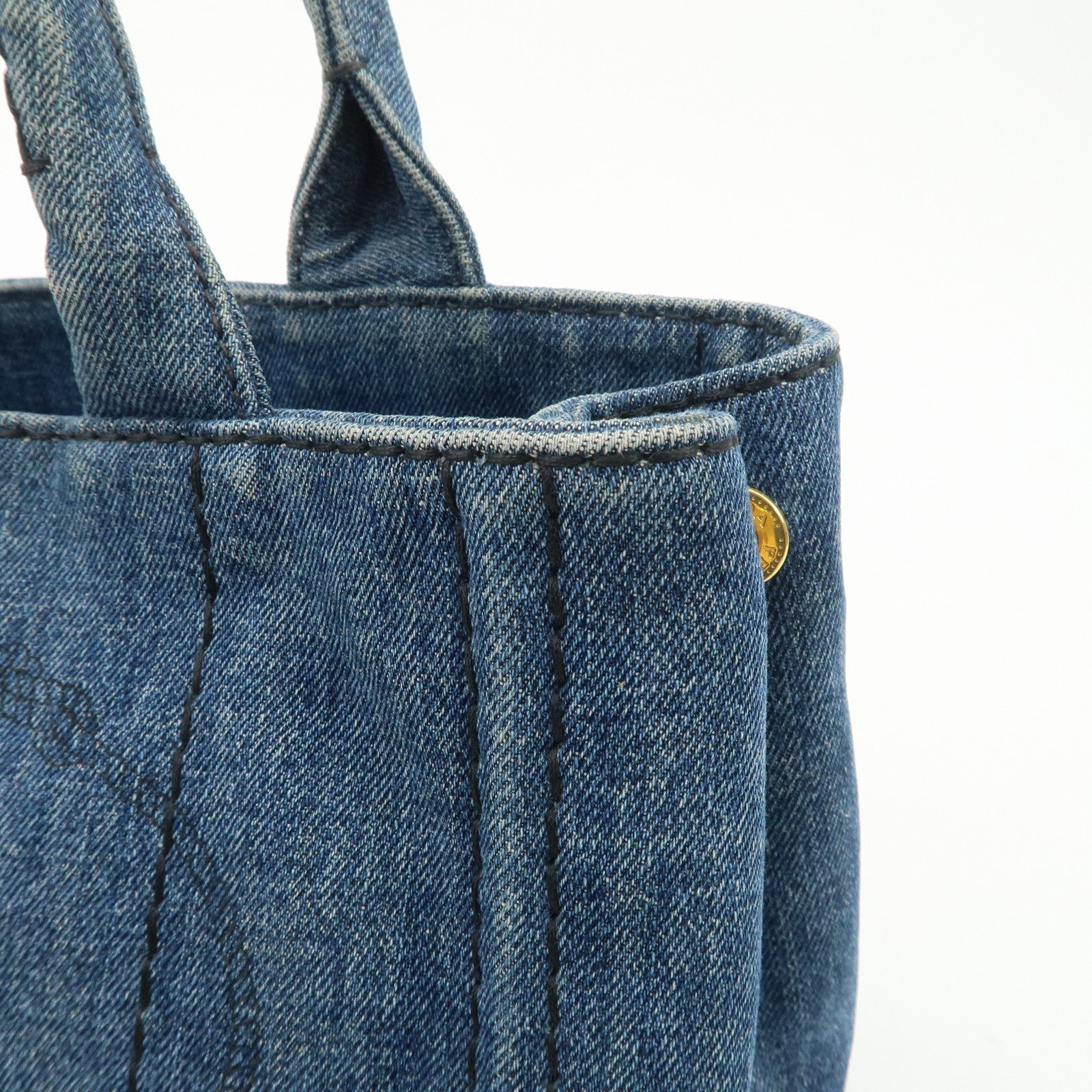 PRADA Canapa Mini Canvas Denim 2Way Shoulder Hand Bag Blue B2439G