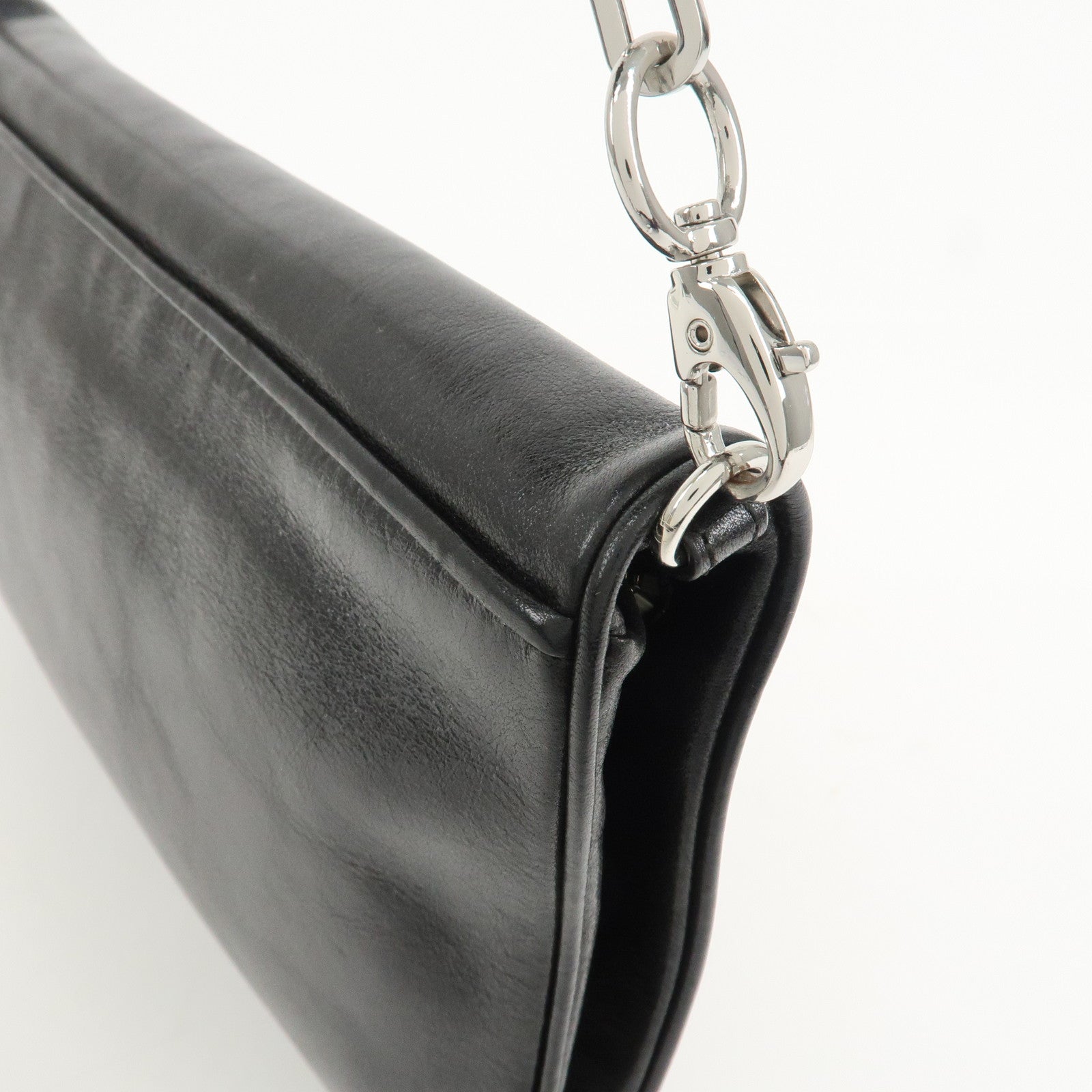 TORY BURCH Leather 2Way Bag Shoulder Bag Clutch Bag Black