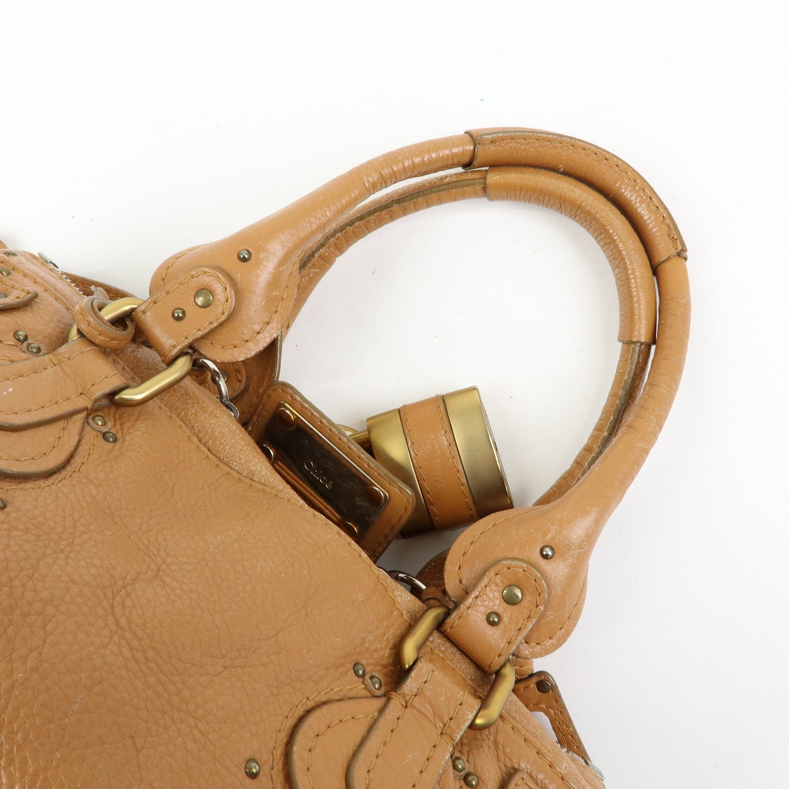 Chloe Paddington Medium Leather Hand Bag Shoulder Bag Brown