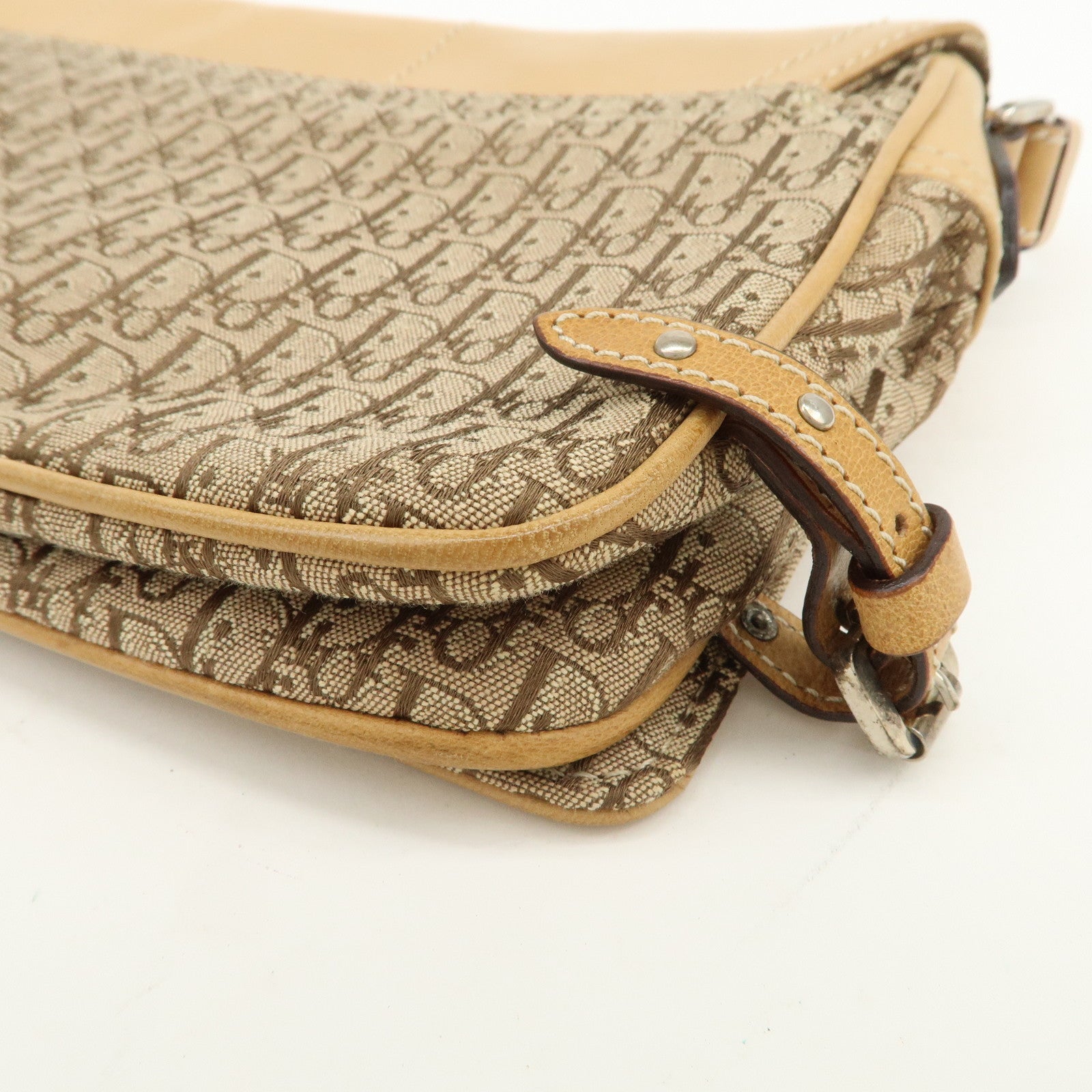 Christian Dior Trotter Street Chic Canvas Leather Shoulder Bag