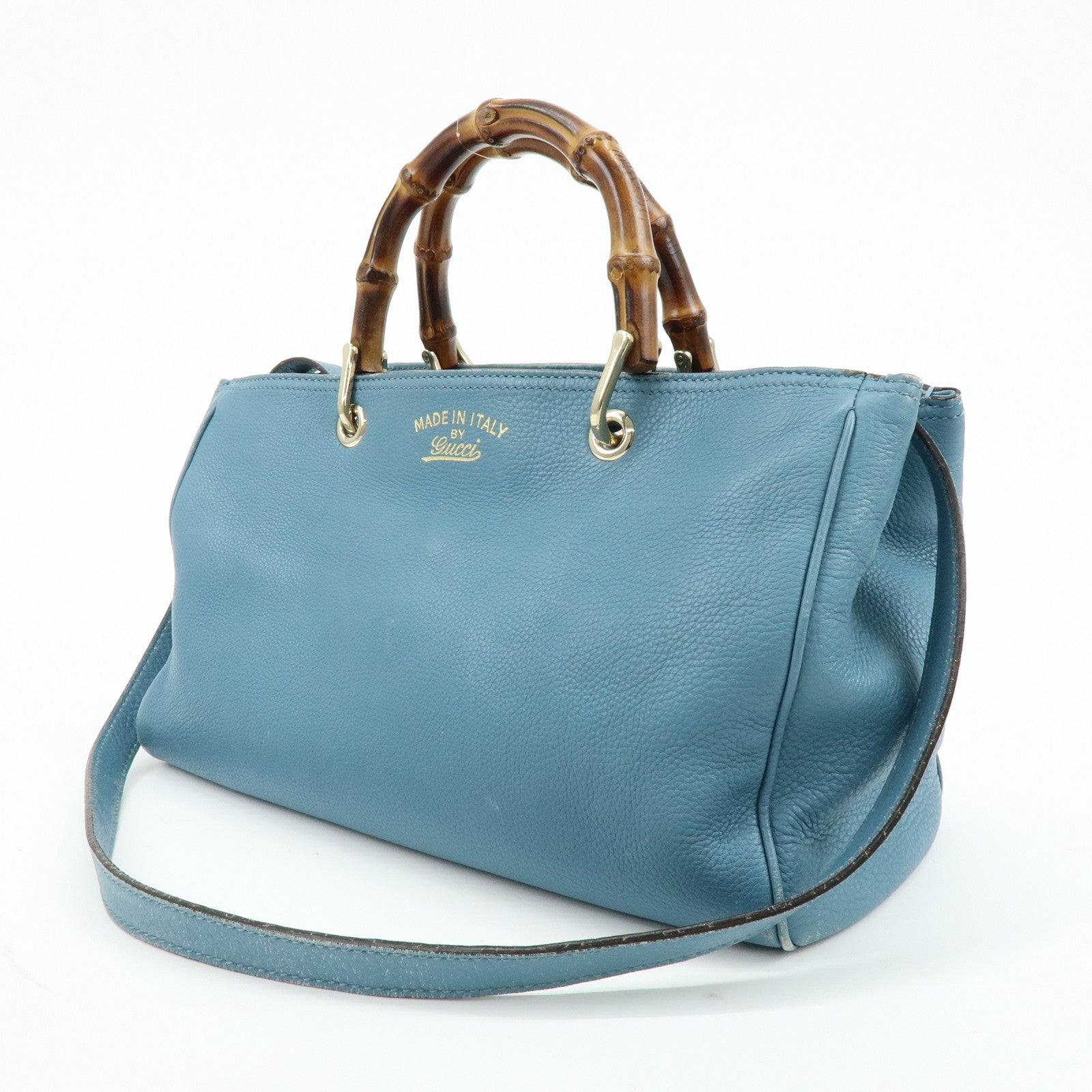 GUCCI Bamboo Leather Shopper Medium 2Way Bag Shoulder Bag 323660