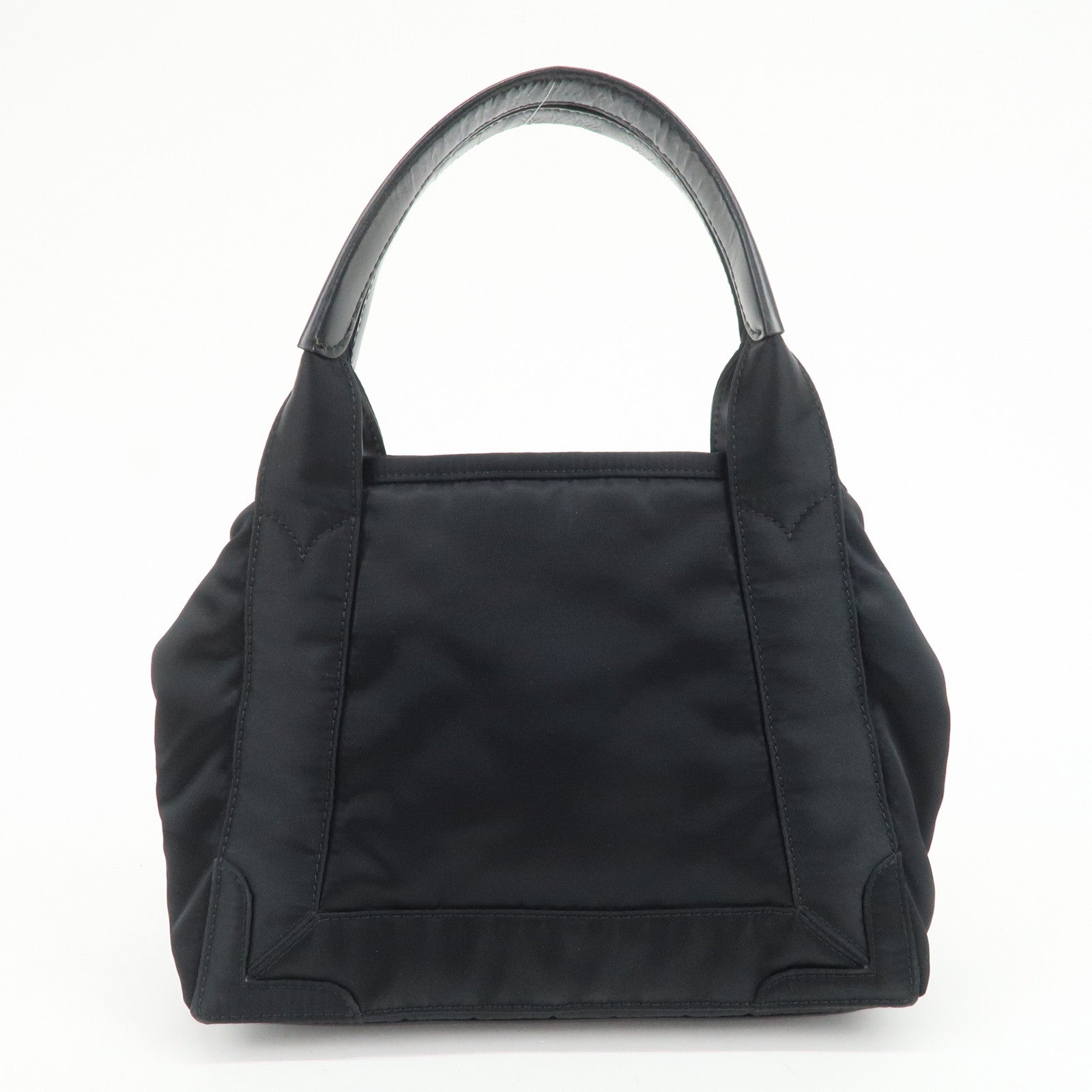 BALENCIAGA Navy Cabas XS Nylon Leather 2Way Bag Black 390346