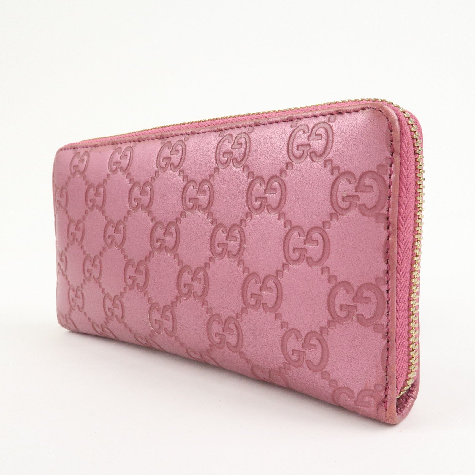 GUCCI Lovely Heart Guccissima Leather Round Zippy Long Wallet 278566