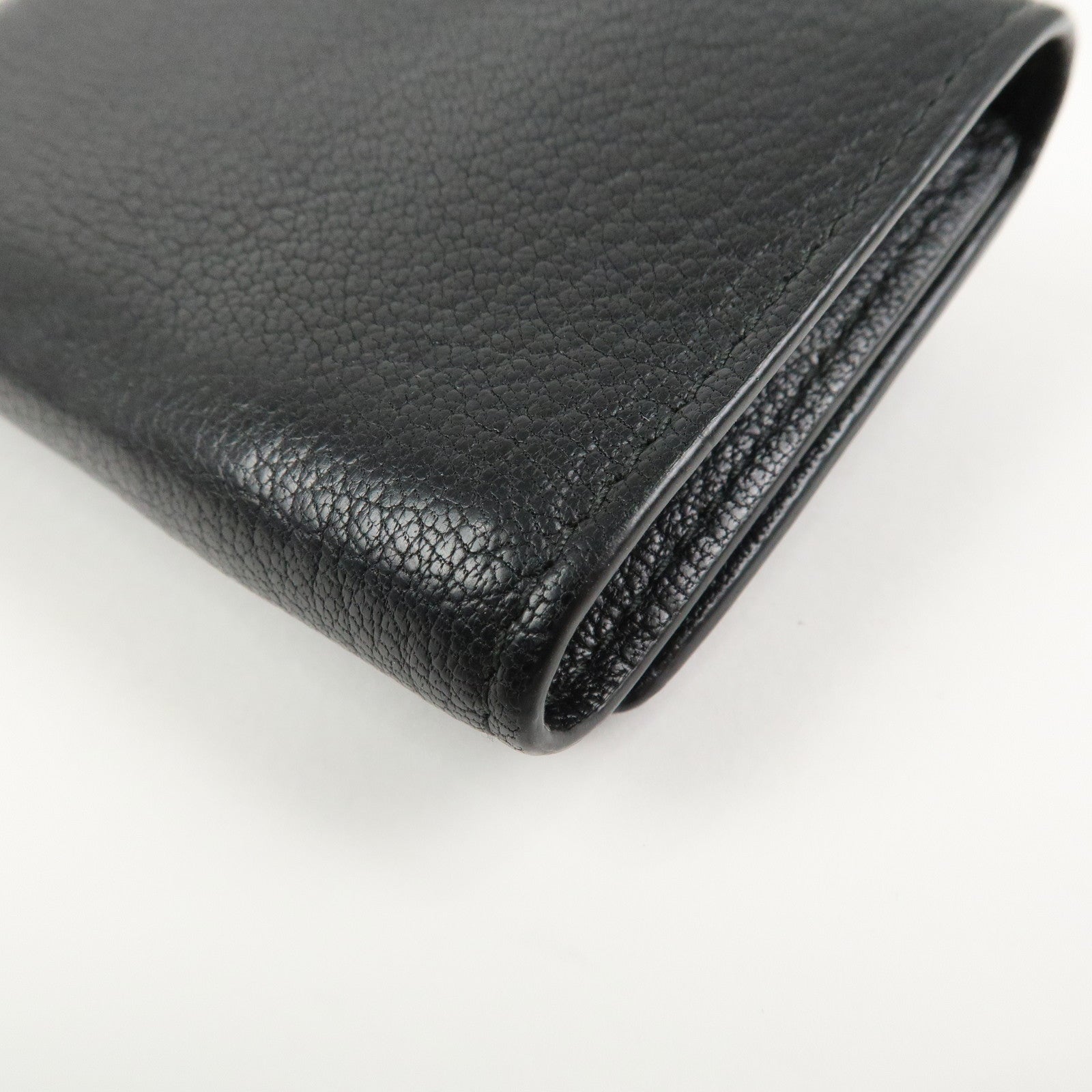 MIU MIU Logo Leather Tri-fold Compact Wallet Black 5MH020