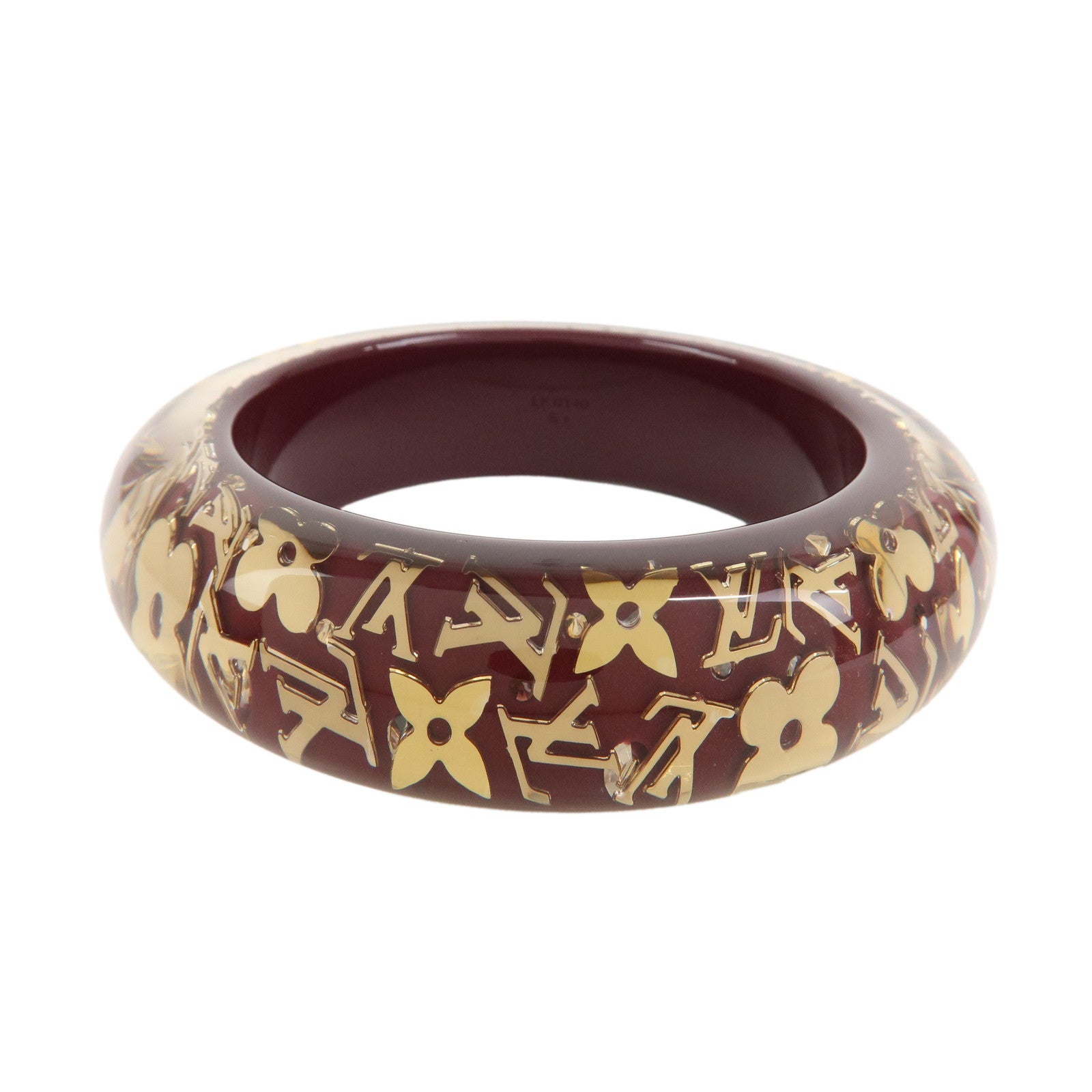 Louis Vuitton Monogram Inclusion GM Resin Bracelet Bangle Wine Red