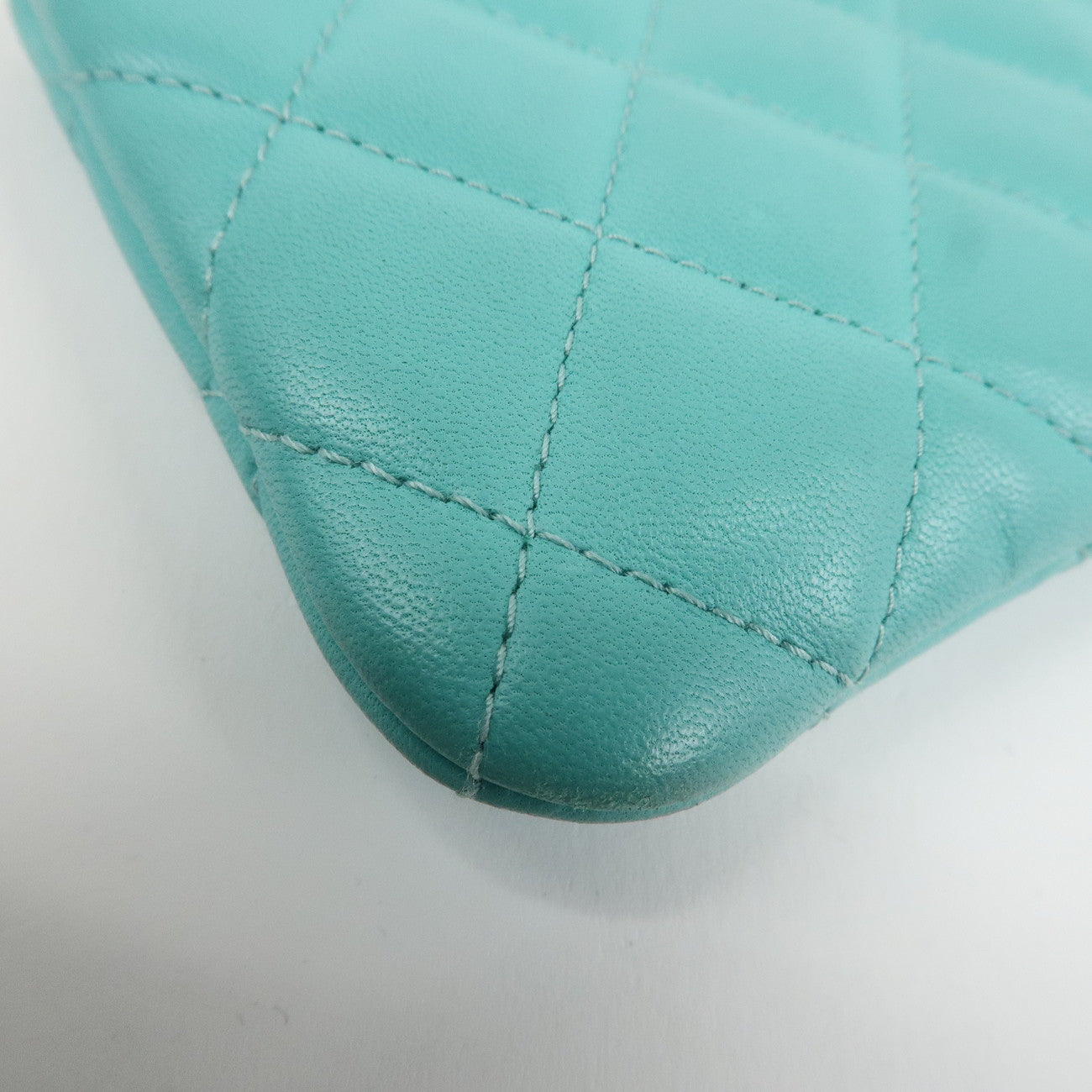 CHANEL Matelasse Caviarskin Classic Mini Pouch Blue A82365 Used