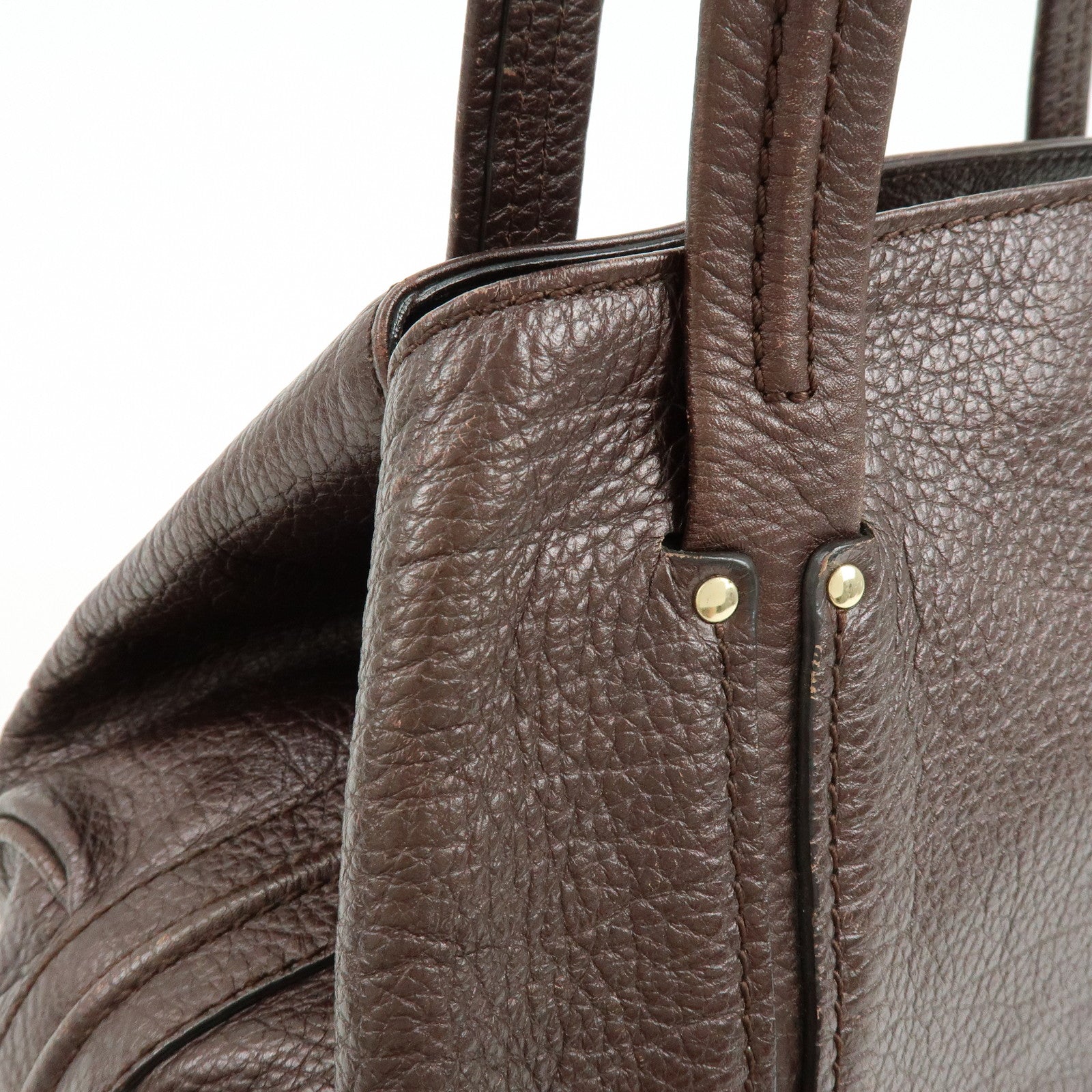 CELINE Macadam Leather Tote Bag Shoulder Bag Dark Brown