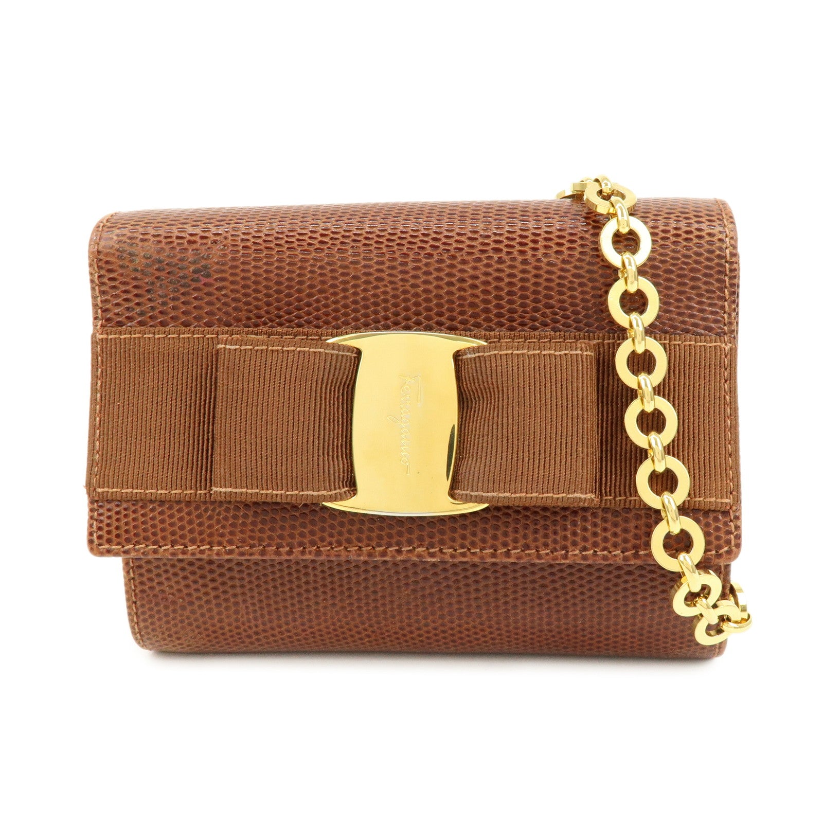 Ferragamo Vara Ribbon Embossed Leather 3Way Shoulder Waist Bag