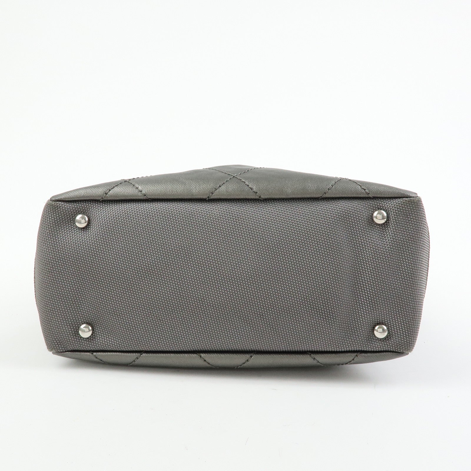 CHANEL Paris Biarritz PM Coated Canvas Leather Tote Bag Gray A34208